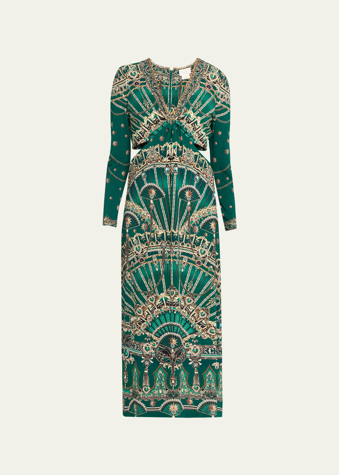 Camilla Cutout Jersey Midi Dress With Hardware In A Venice Veil