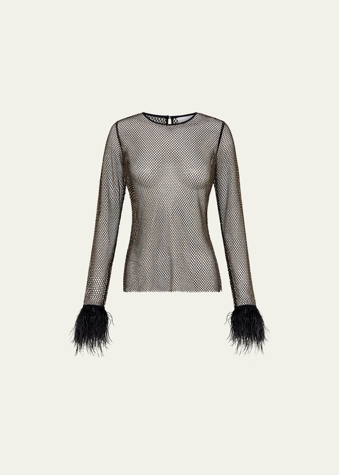 Shop Camilla Hotfix Mesh Top With Ostrich Feathers In Soul Of A Star Ga