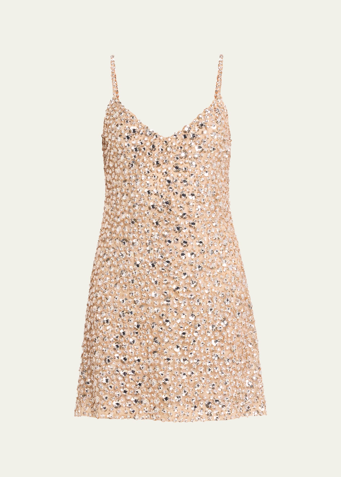 Valentino Crystal Mini Dress In Praline