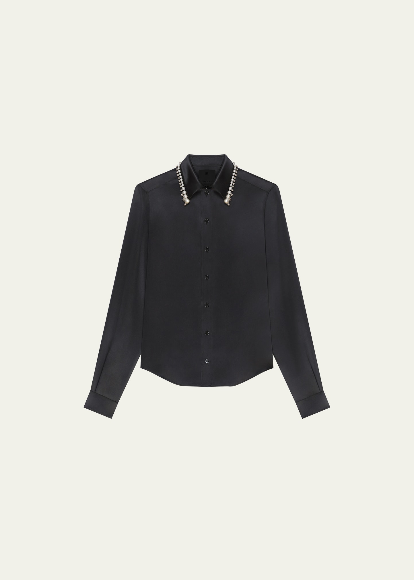 Givenchy Silk Button Down Blouse With Pearl Collar In Black