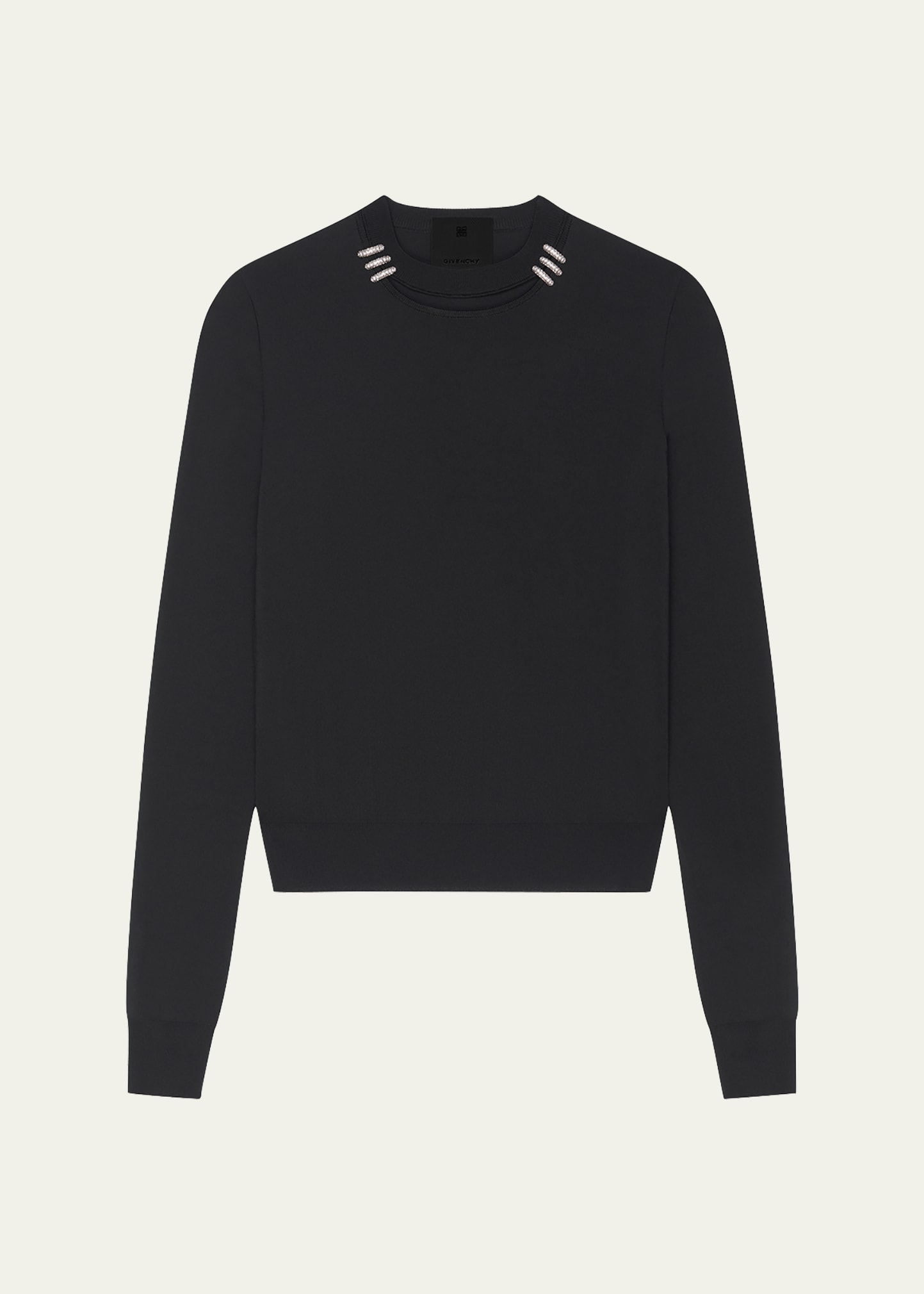 Givenchy Cutout Cotton Sweater With Crystal-embellished Rings In Black