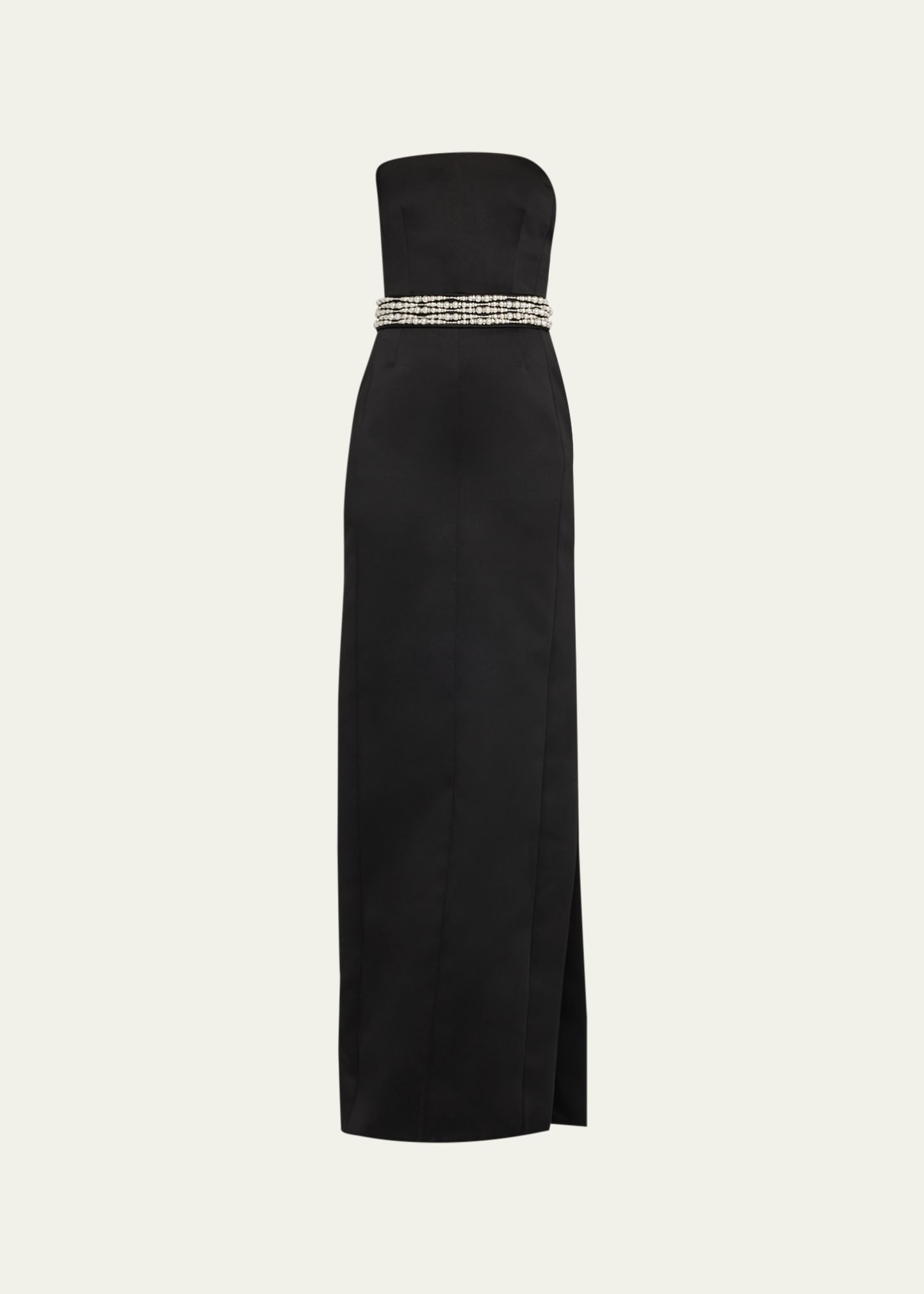 Shop Givenchy Strapless Bustier Column Gown With Pearl Belt In Black