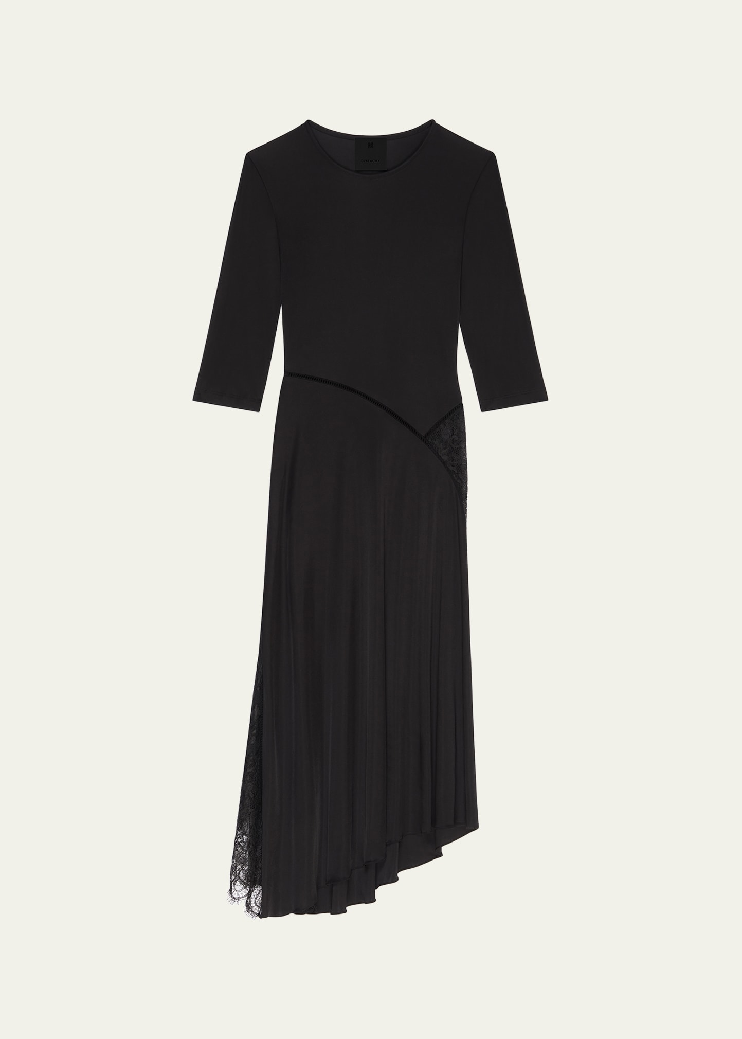 Shop Givenchy Lace-insert Asymmetric Midi Dress In Black