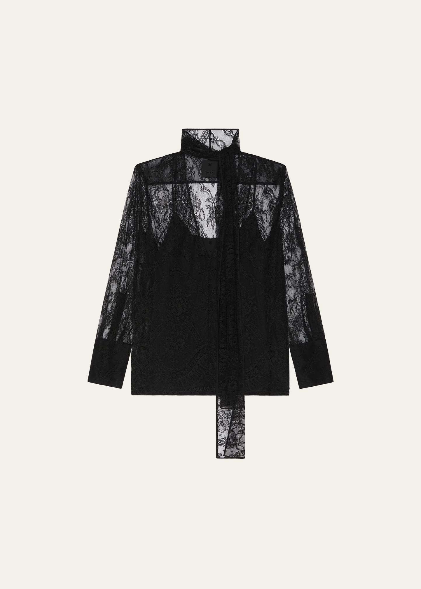 Givenchy Lace Blouse With Neck Tie In Black