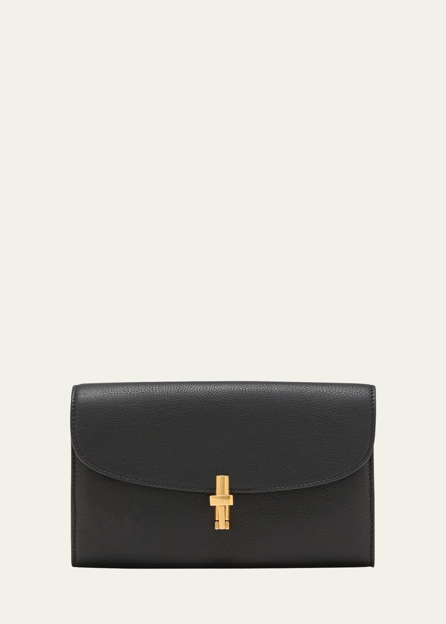 Shop The Row Sofia Continental Wallet In Grainy Leather In Bag Black Ang
