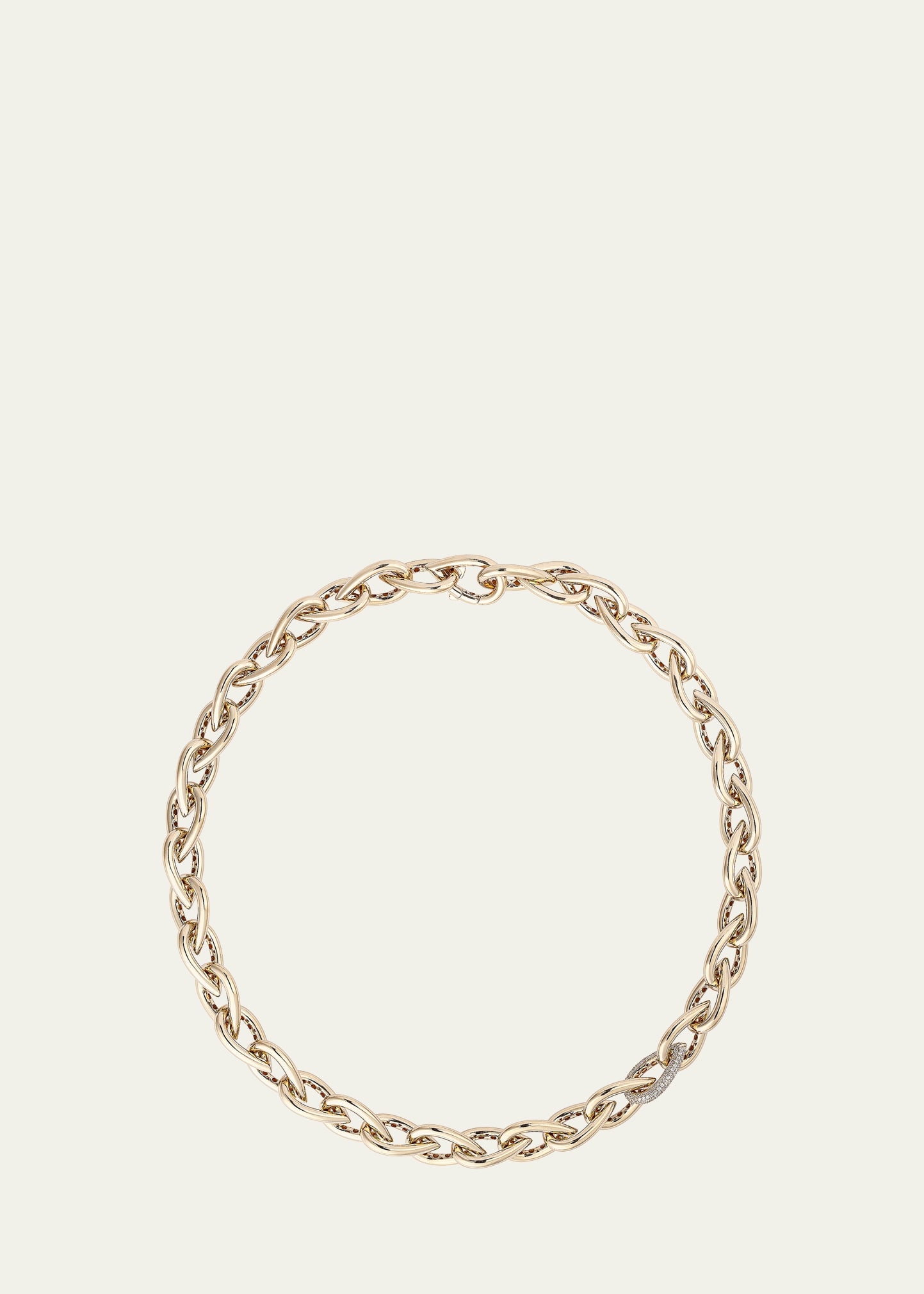 Drop Link Necklace in yellow Gold and White Diamonds