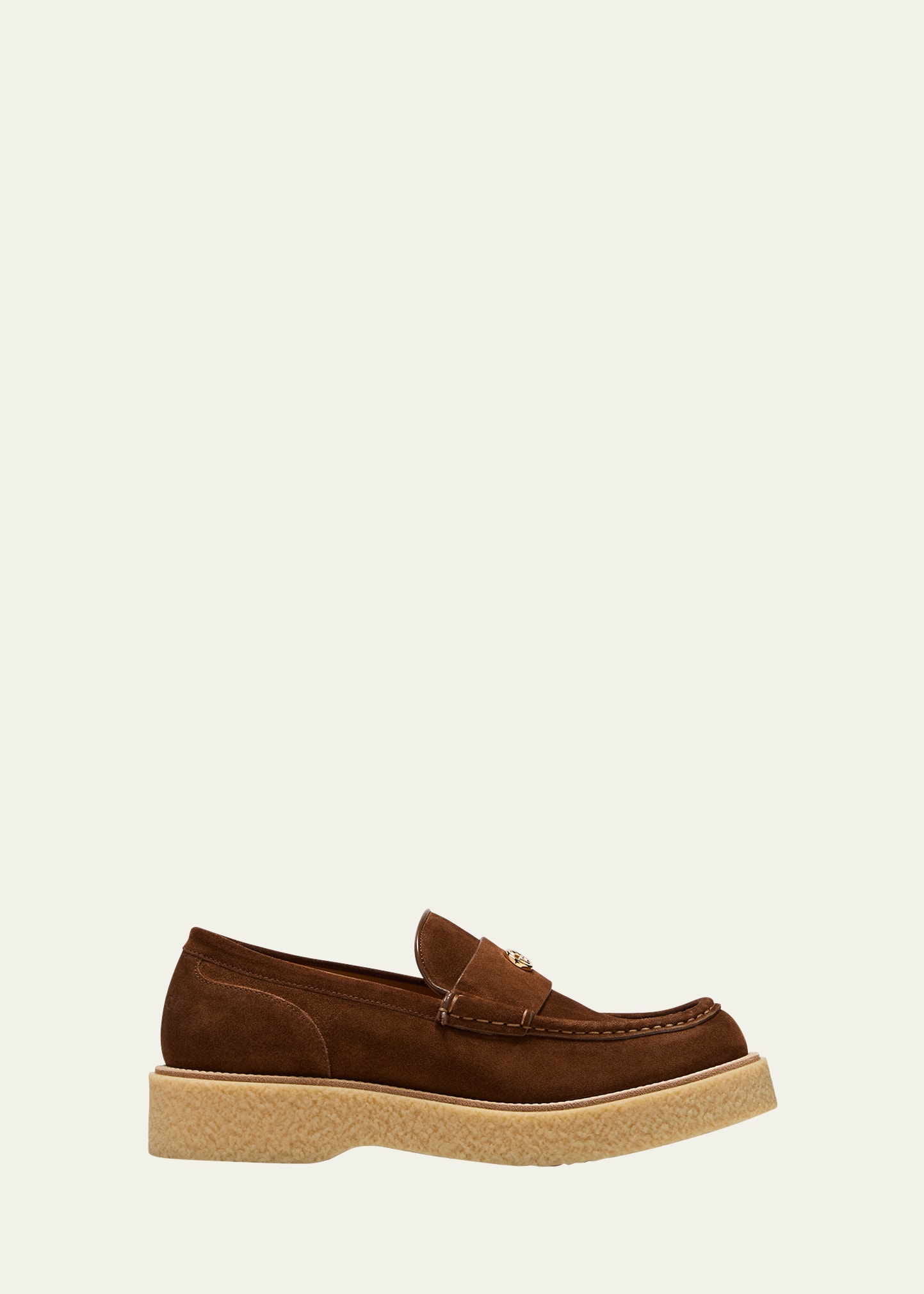 Gucci Menen Suede Loafers In Brown