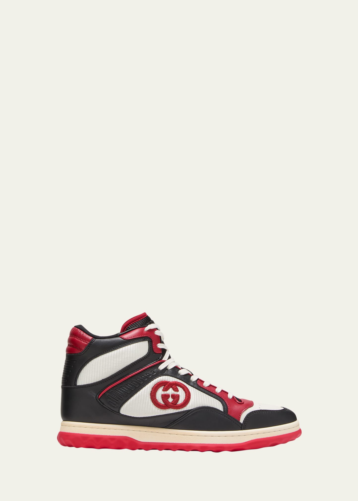 Gucci Men Multicolor Leather And Fabric Multicolor Sneakers In Black