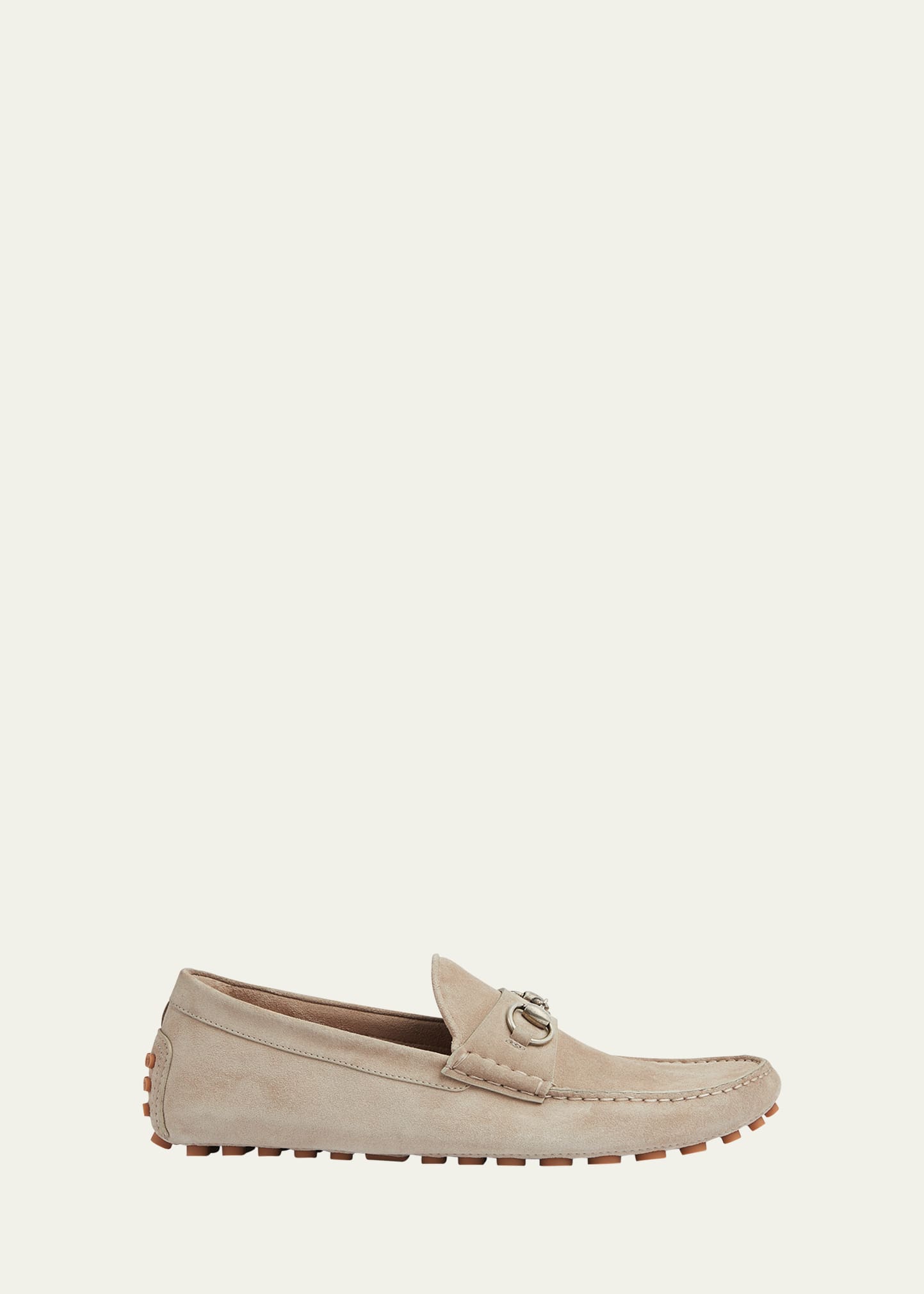 Gucci Men's Byorn Suede Horsebit Loafers In Oatmeal