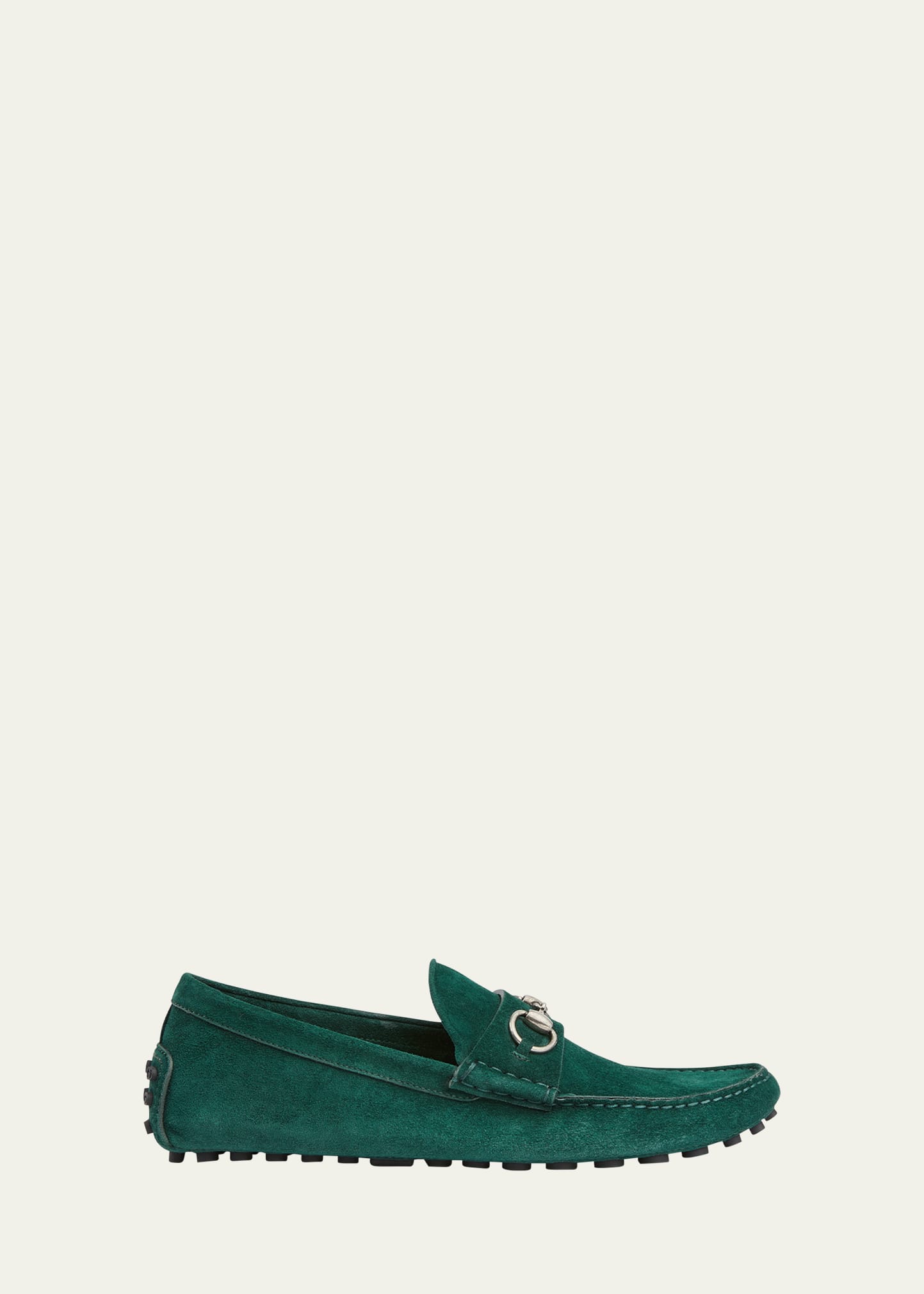 Gucci Horsebit Suede Driving Shoes In Green