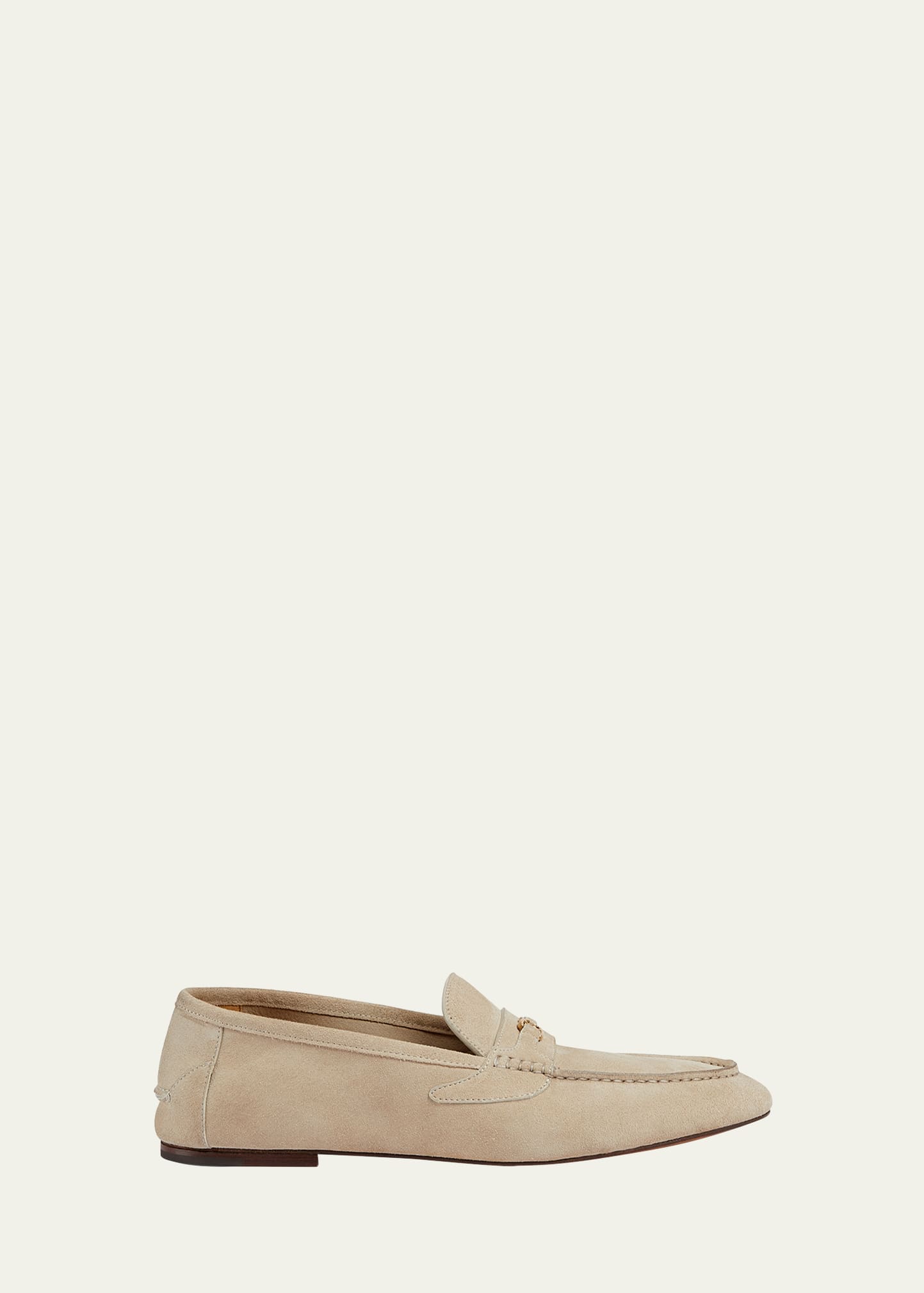 Shop Gucci Men's San Andres Suede Loafers In Oatmeal