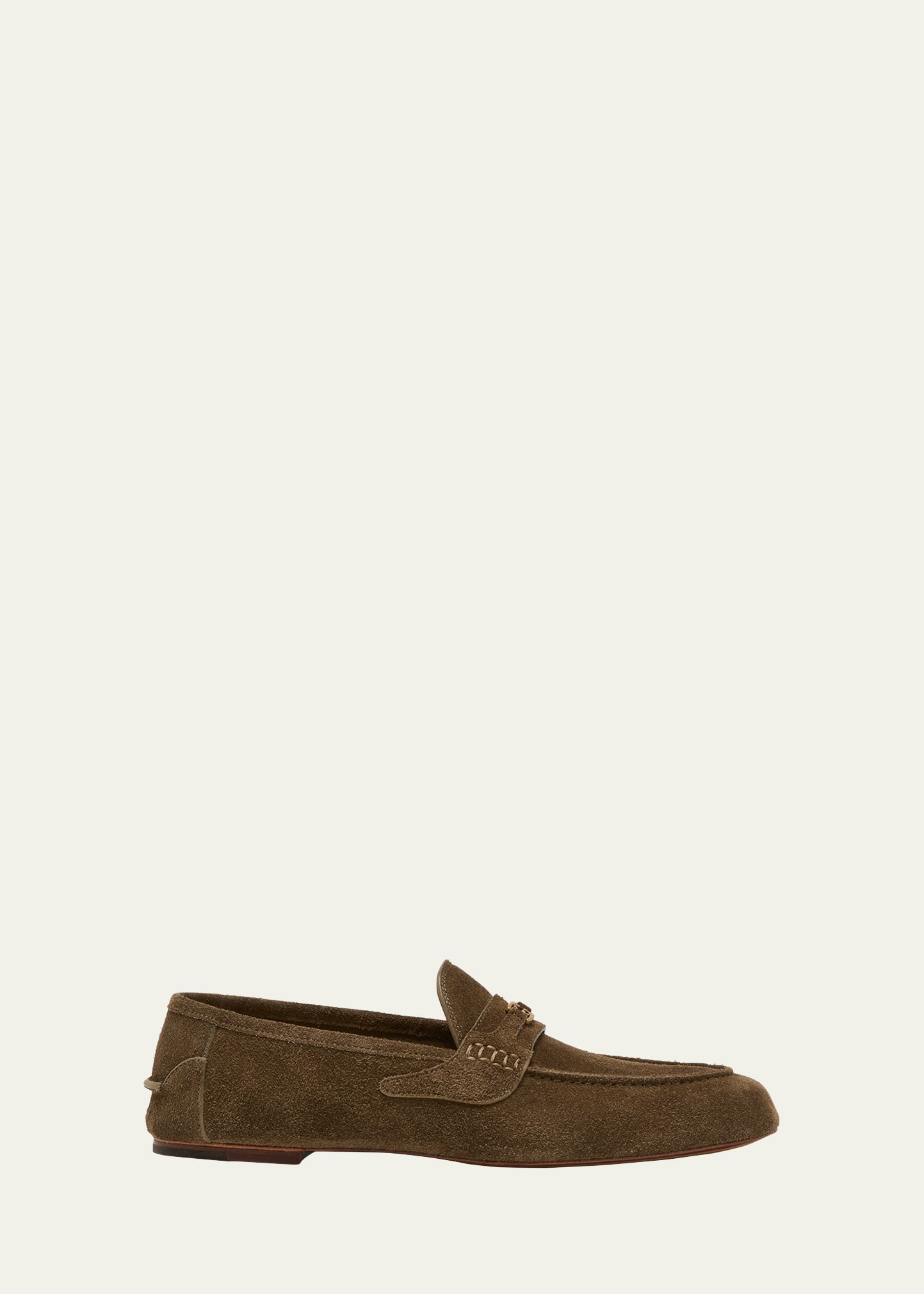 Shop Gucci Men's San Andres Suede Loafers In Olive