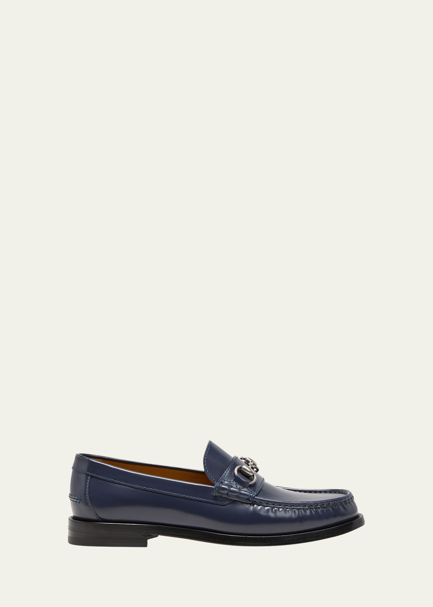 Gucci Men's Kaveh Leather Bit Loafers In Blue