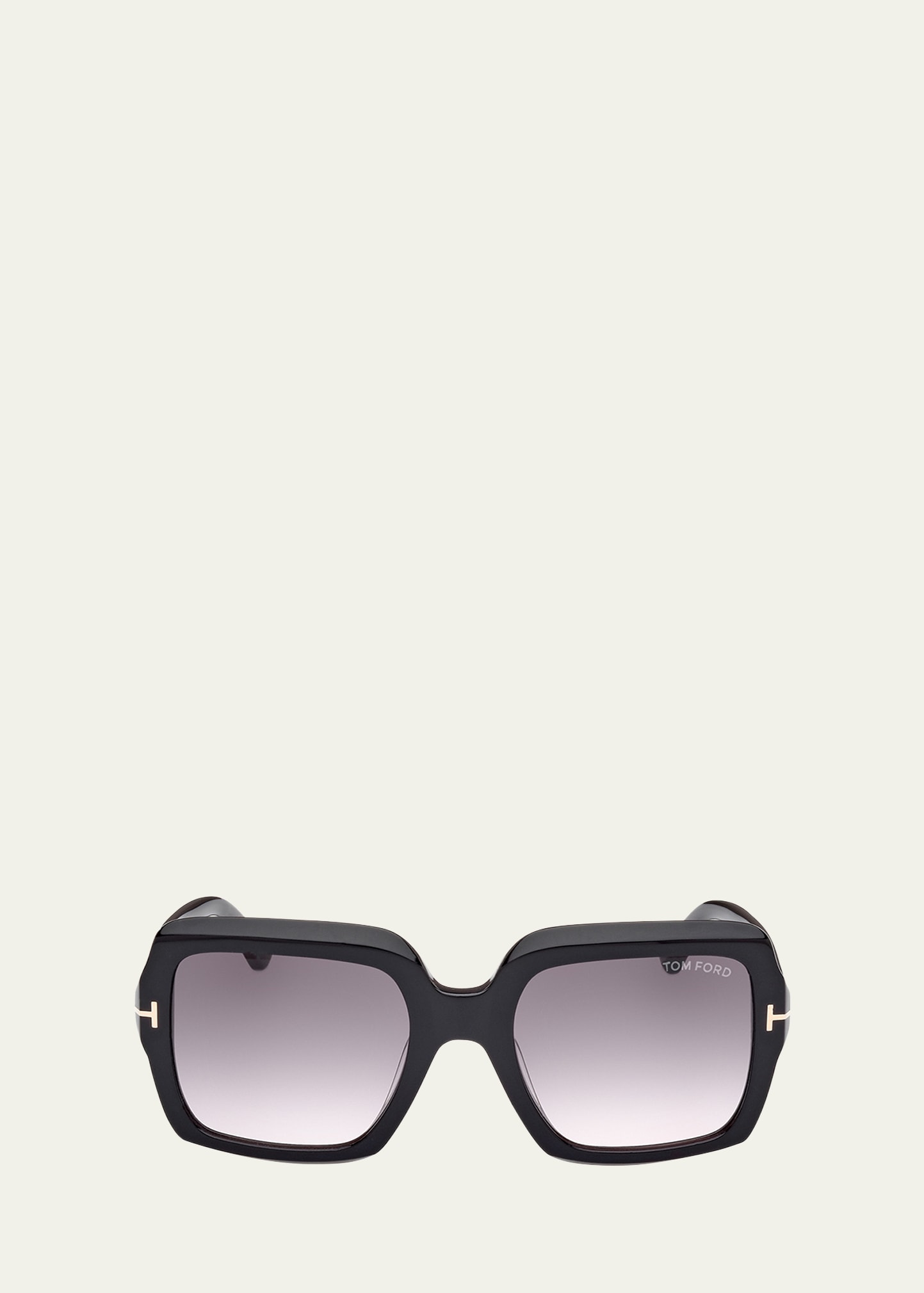 Shop Tom Ford Kaya Beveled Acetate Square Sunglasses In Shiny Transparent