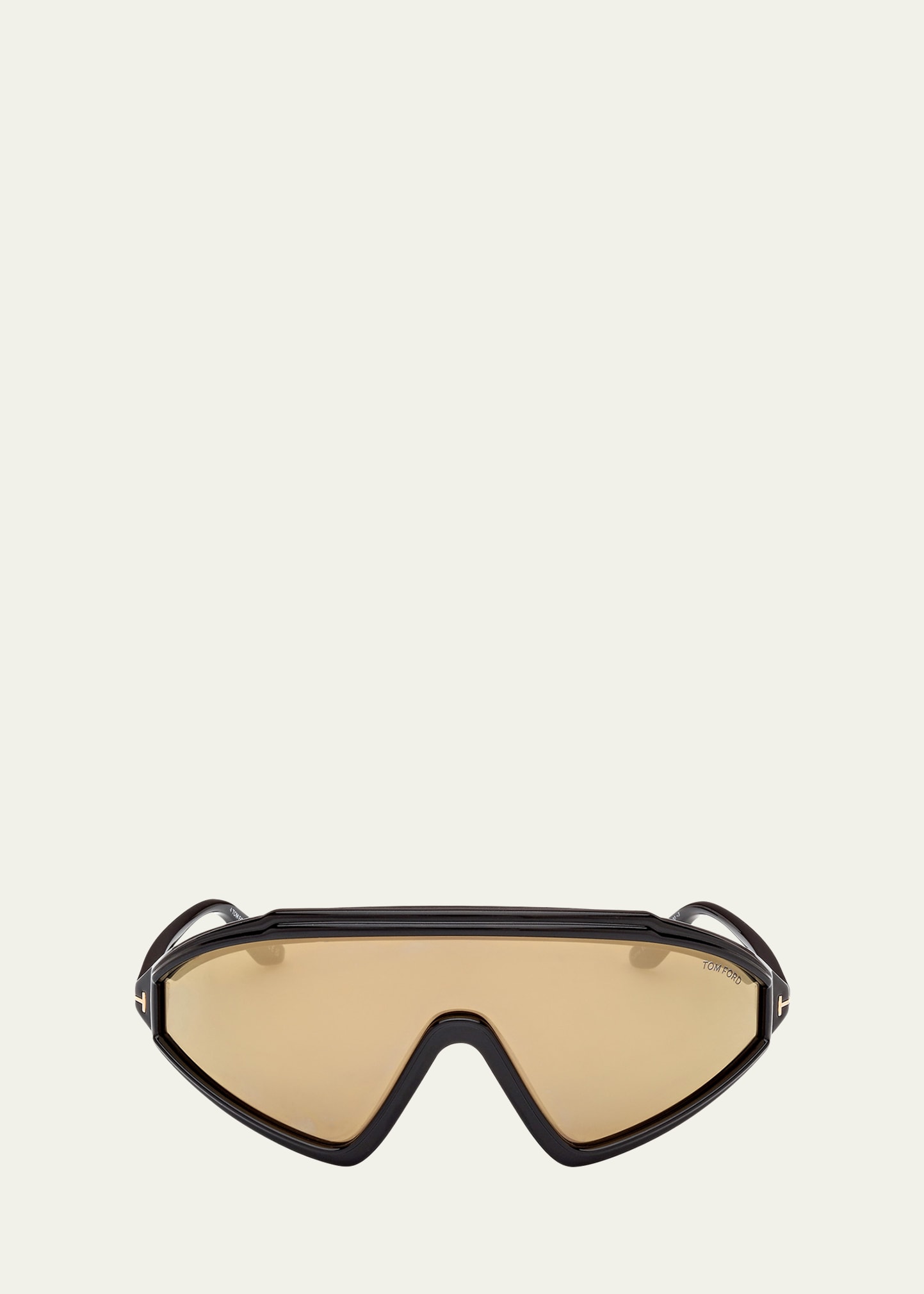 Tom Ford Shield Injected Sunglasses In Black/brown Mirrored Solid
