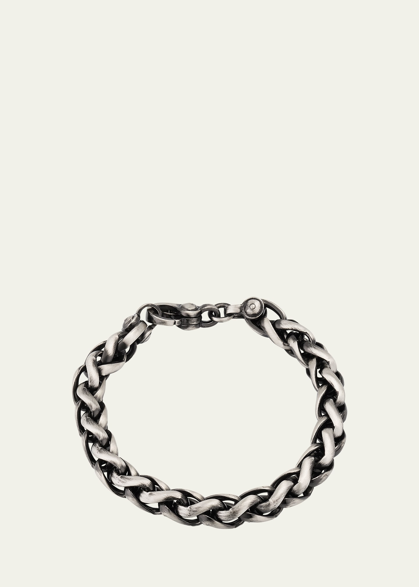 Lois Sasson Design Men's Sterling Silver Wheat Chain Bracelet In Metallic