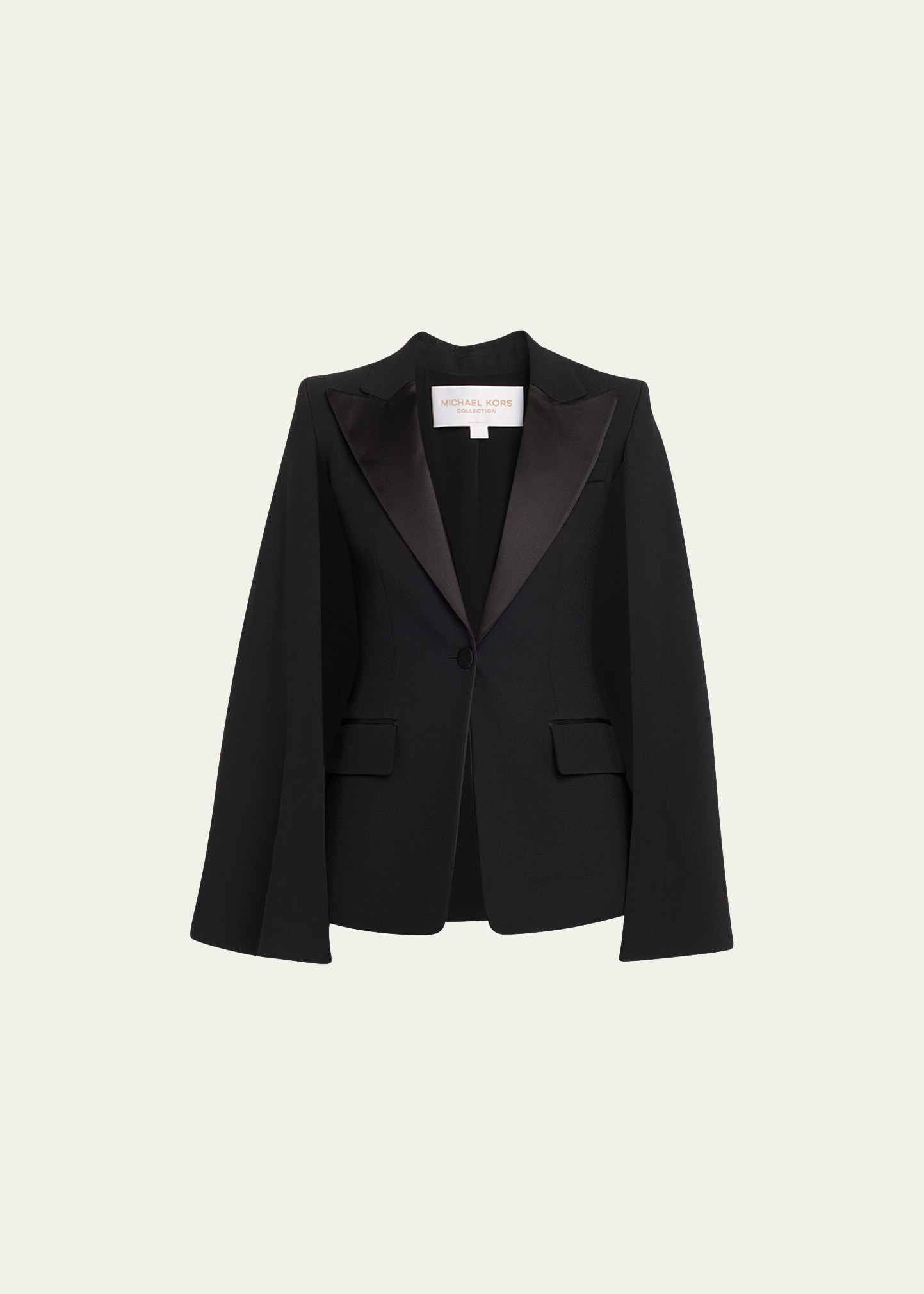 Michael Kors Fitted Tuxedo Cape Jacket In Black