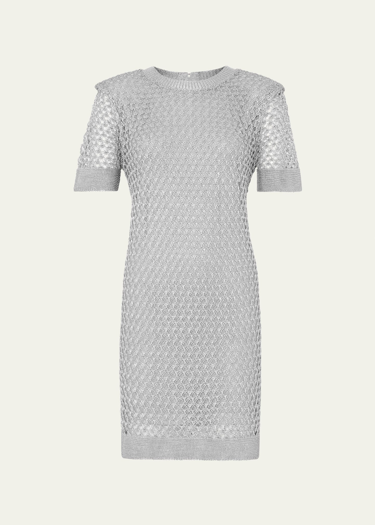 Milly Sinclair Metallic Mesh Mini Shift Dress In Silver
