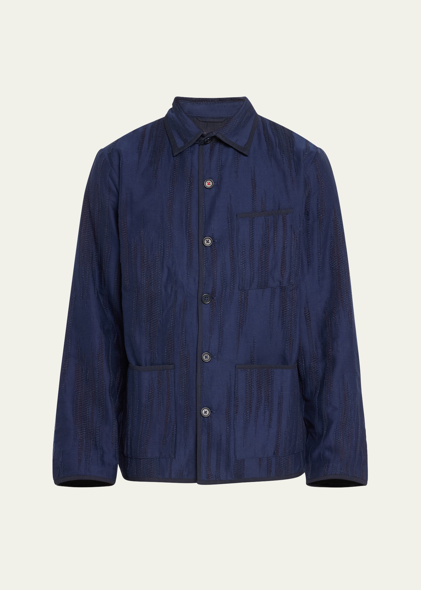 Shop Kardo Men's Allover Stitchwork Chore Jacket In Blue