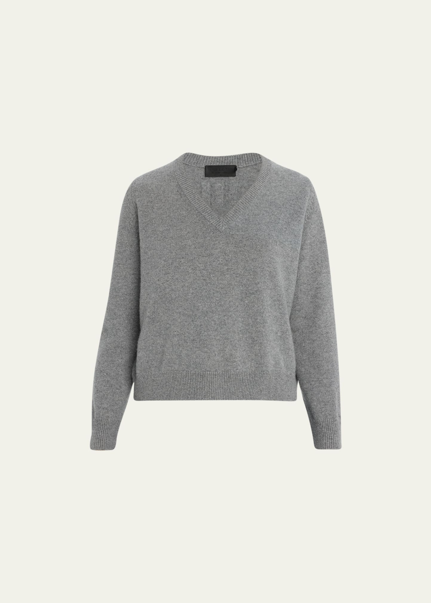 Shop Nili Lotan Priya V-neck Cashmere Sweater In Medium Grey Melan