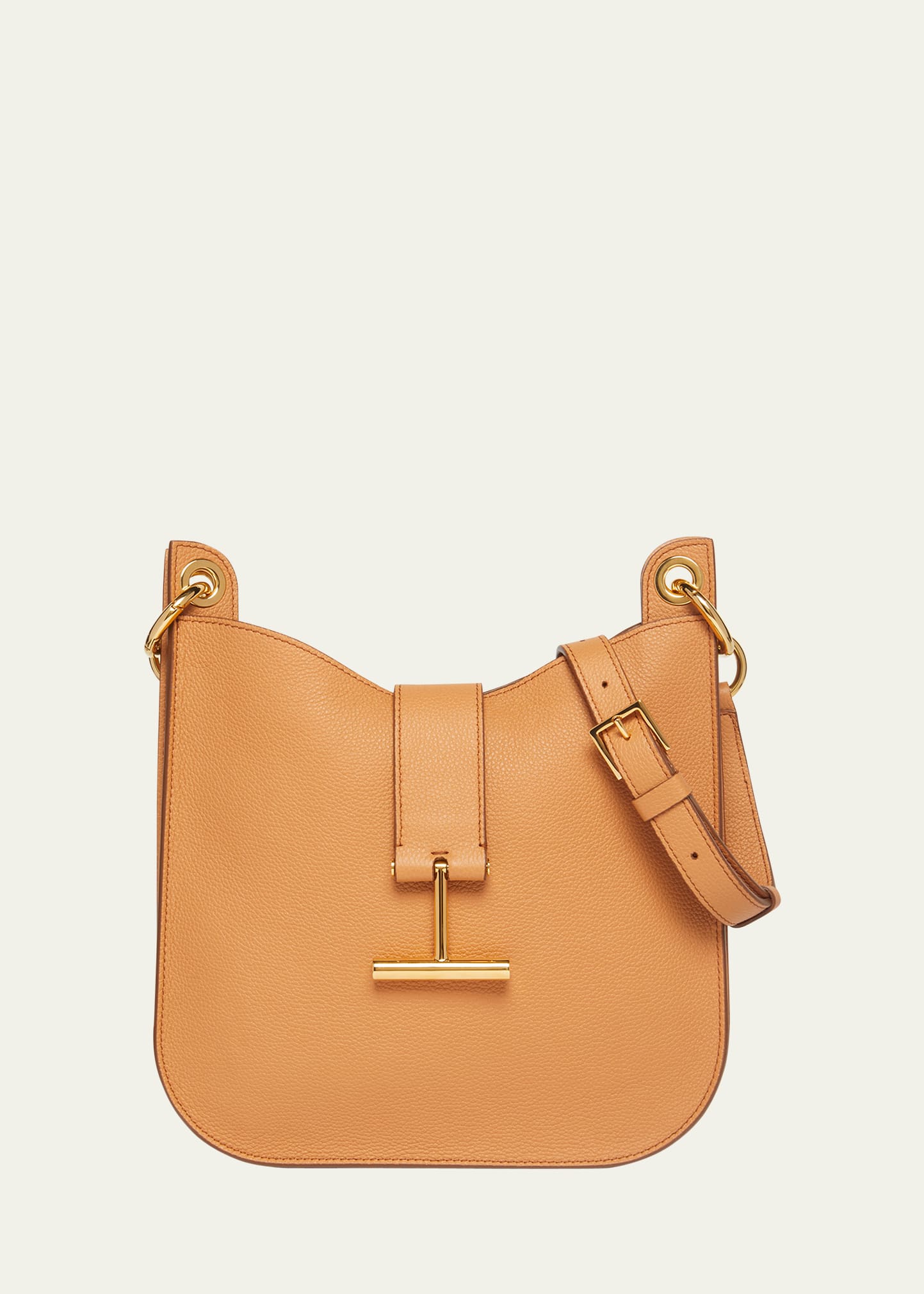 Tom Ford Tara Small Hobo Crossbody In Grained Leather In Terracotta