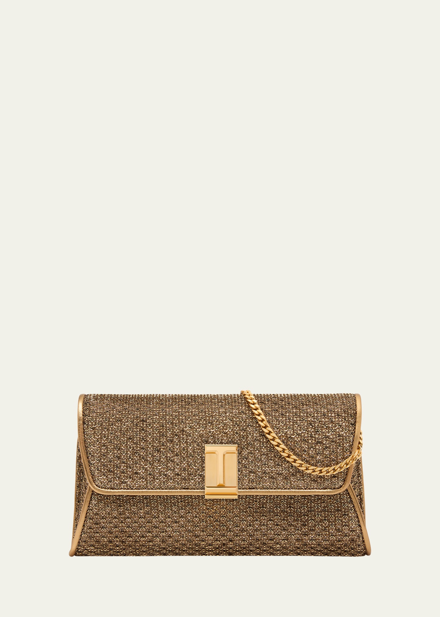 Tom Ford Nobile Metallic Textured Chain Shoulder Bag In 1y014 Dark Gold