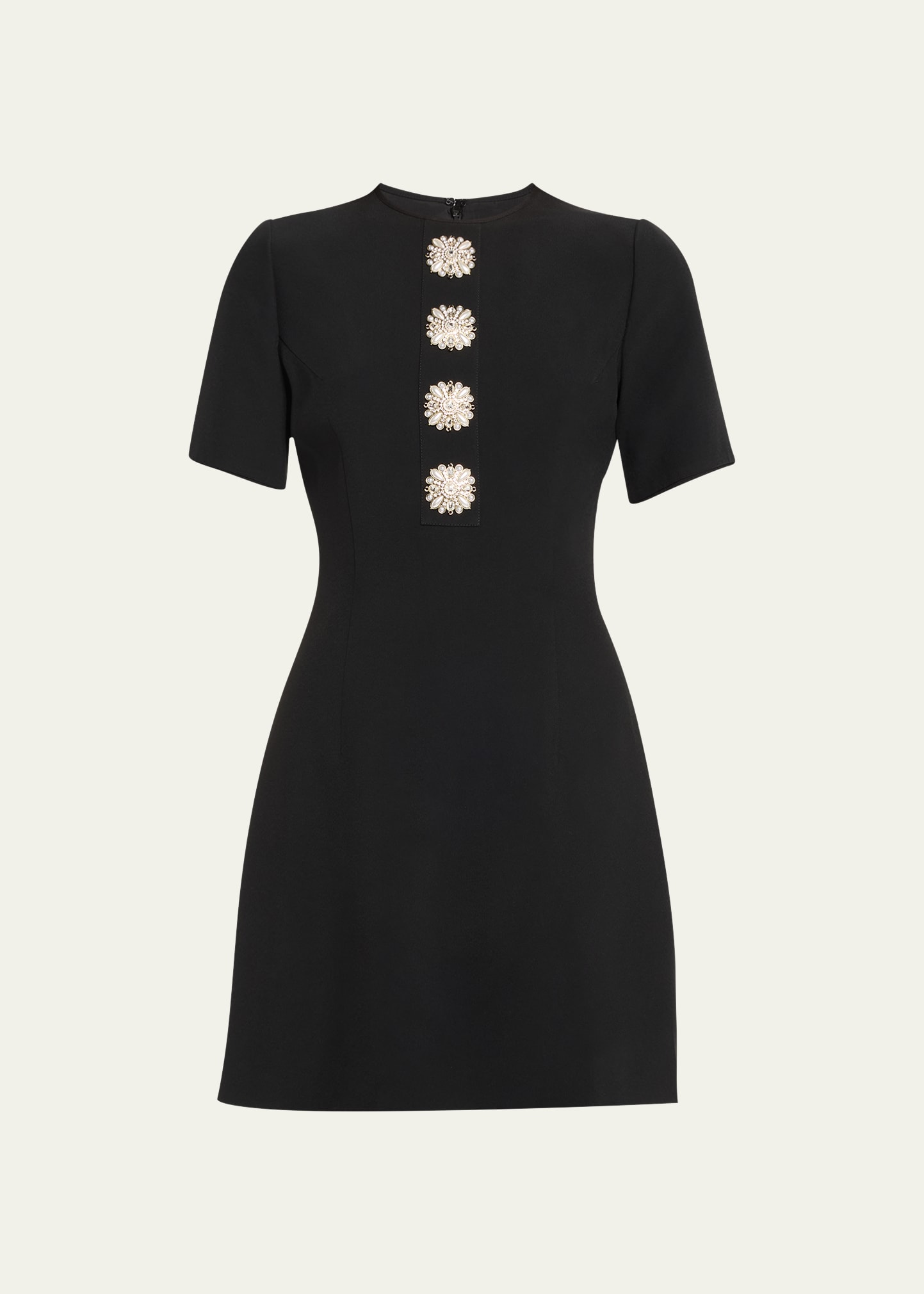 Andrew Gn Crystal Button Mini Dress In Black