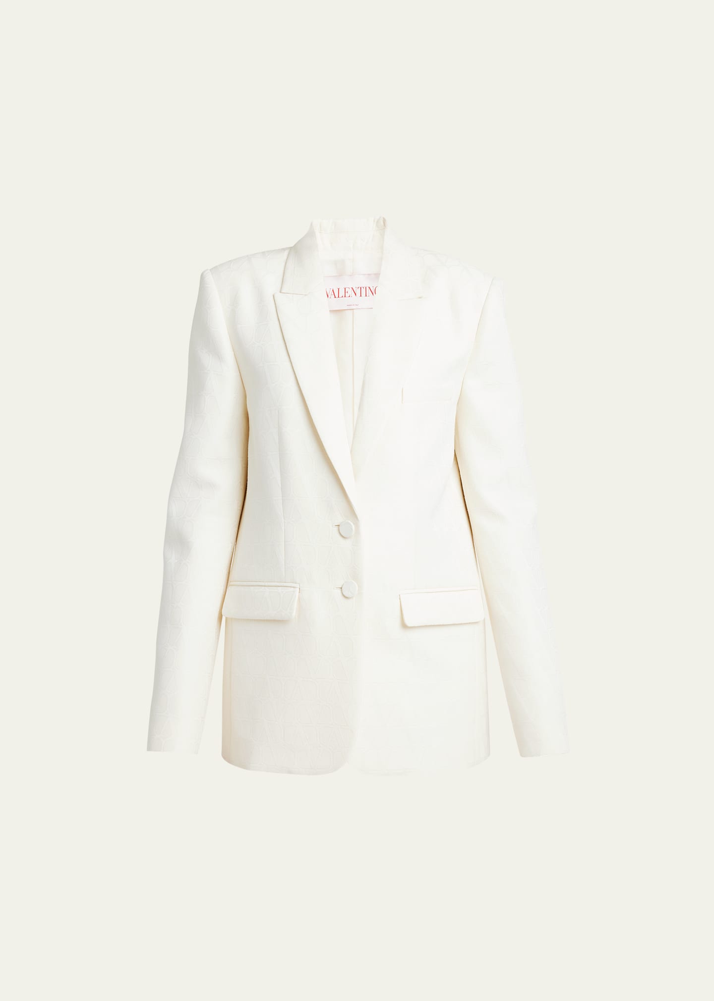 Valentino Tonal Logo Wool Blazer In Ivory