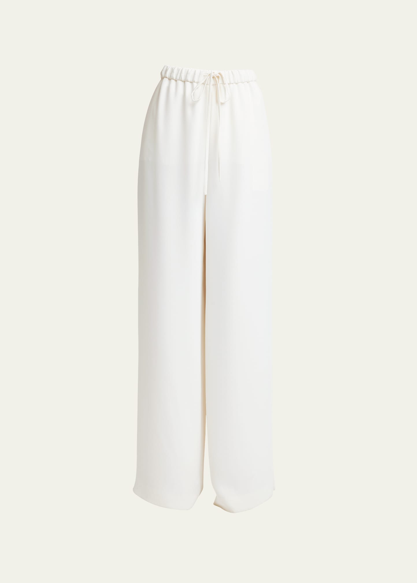 Valentino Drawstring Wide-leg Cady Pants In Ivory