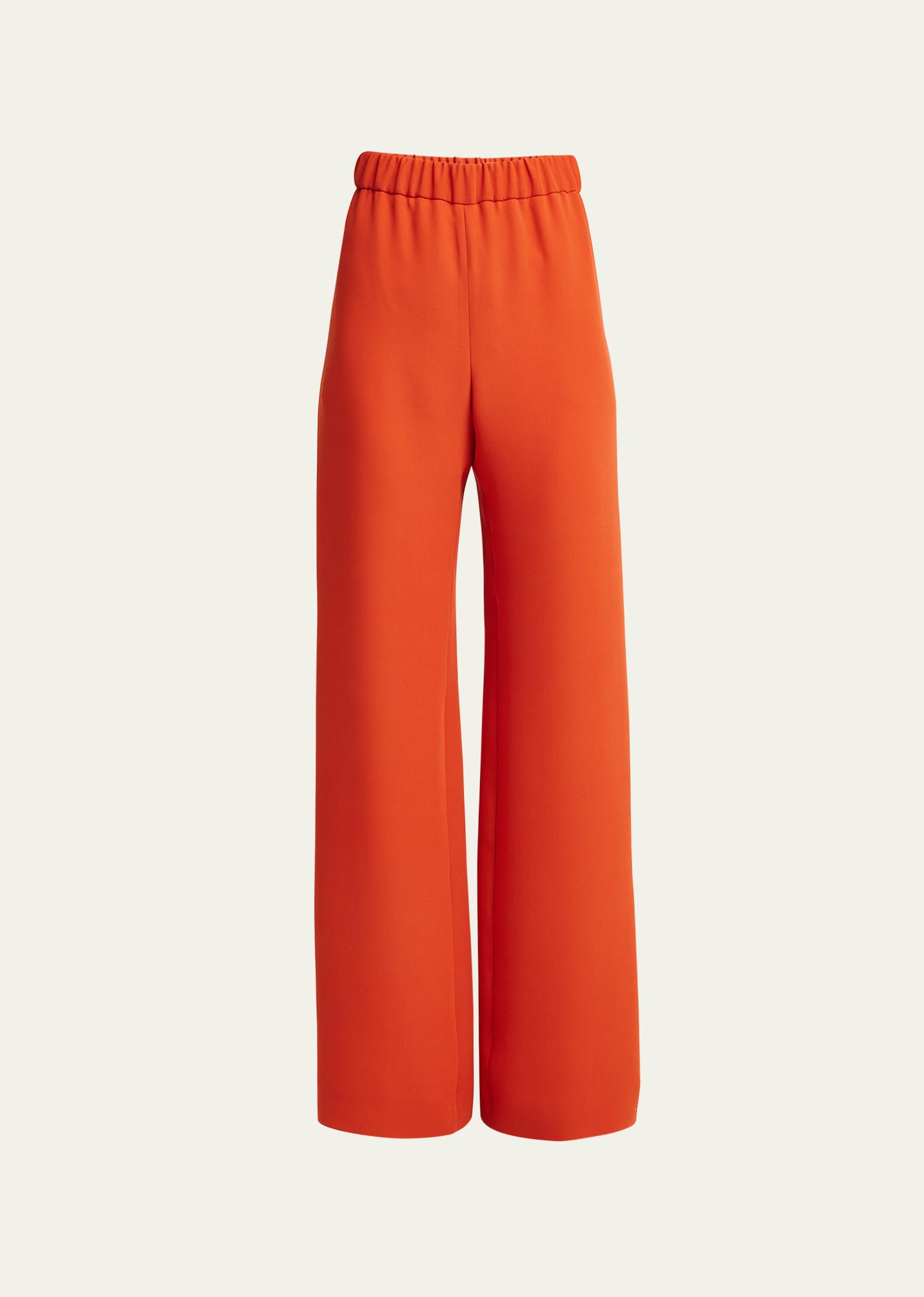 Shop Valentino Elastic Waist Wide-leg Pants In Off Orange