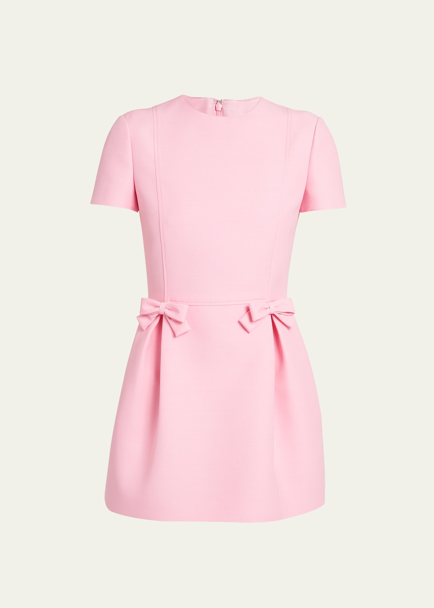 Shop Valentino Crepe Couture Mini Dress With Bow Details In Pink Multi