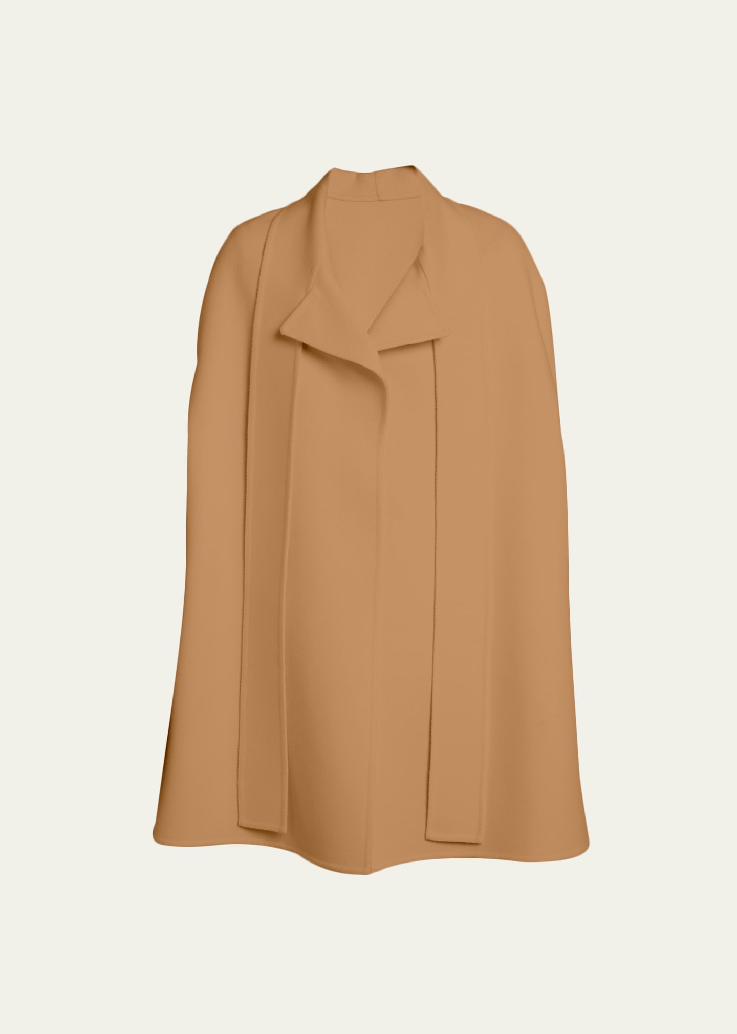 Valentino Wool-cashmere Cape With Ties In Brown Multi