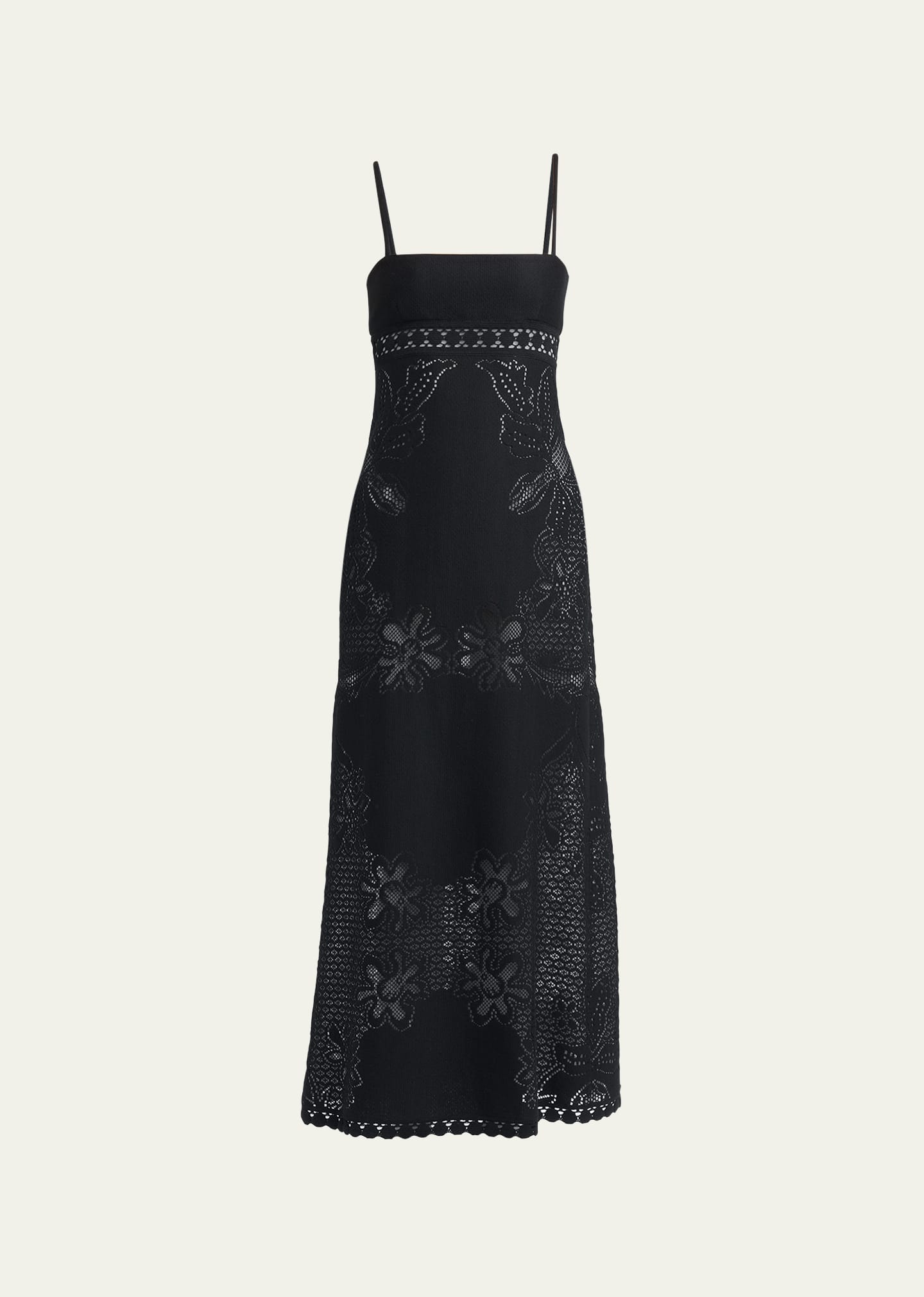 Shop Valentino Guipure Lace Sleeveless Midi Dress In Black