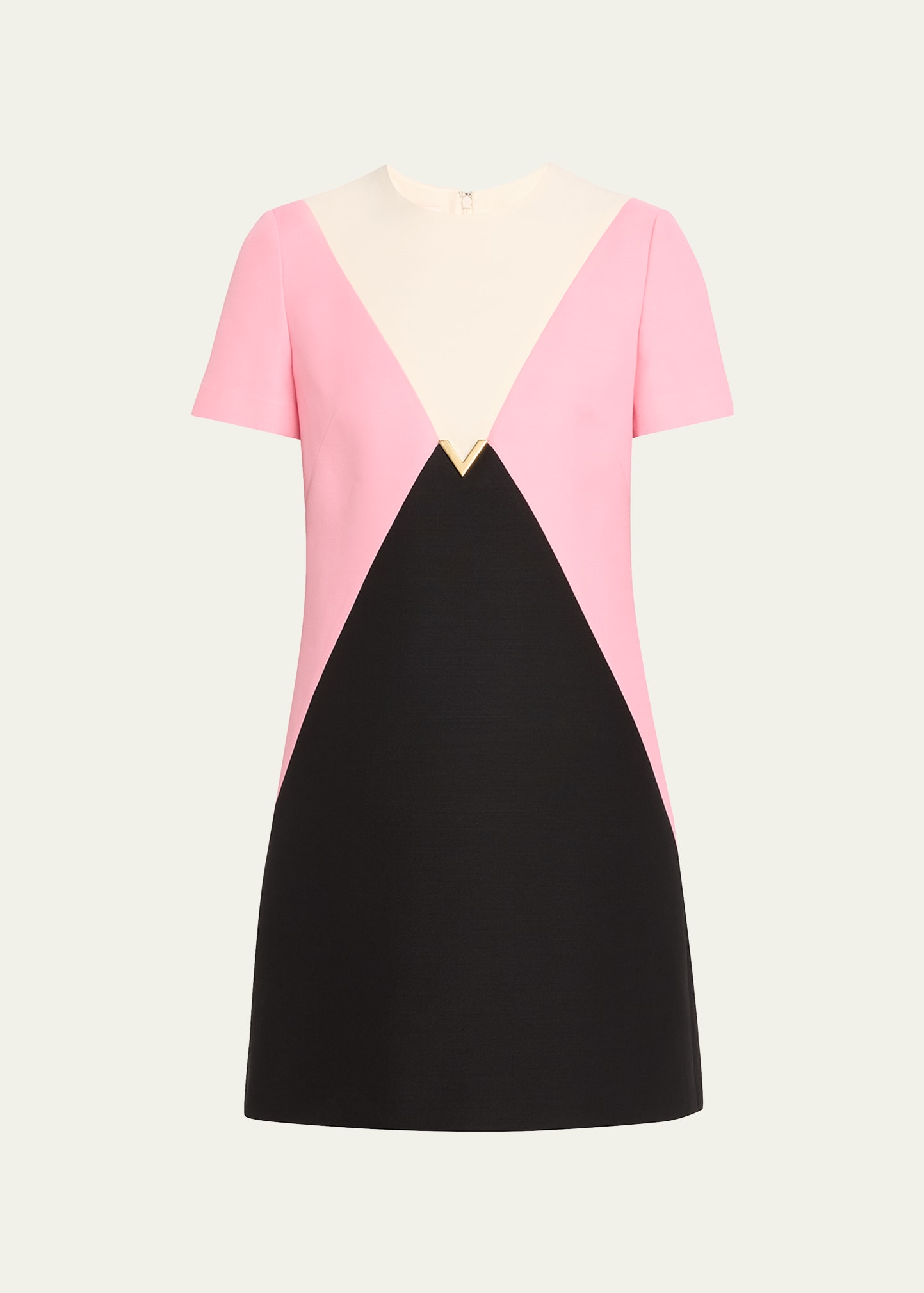 Shop Valentino Colorblock Geometric Shift Dress In Black Ivory