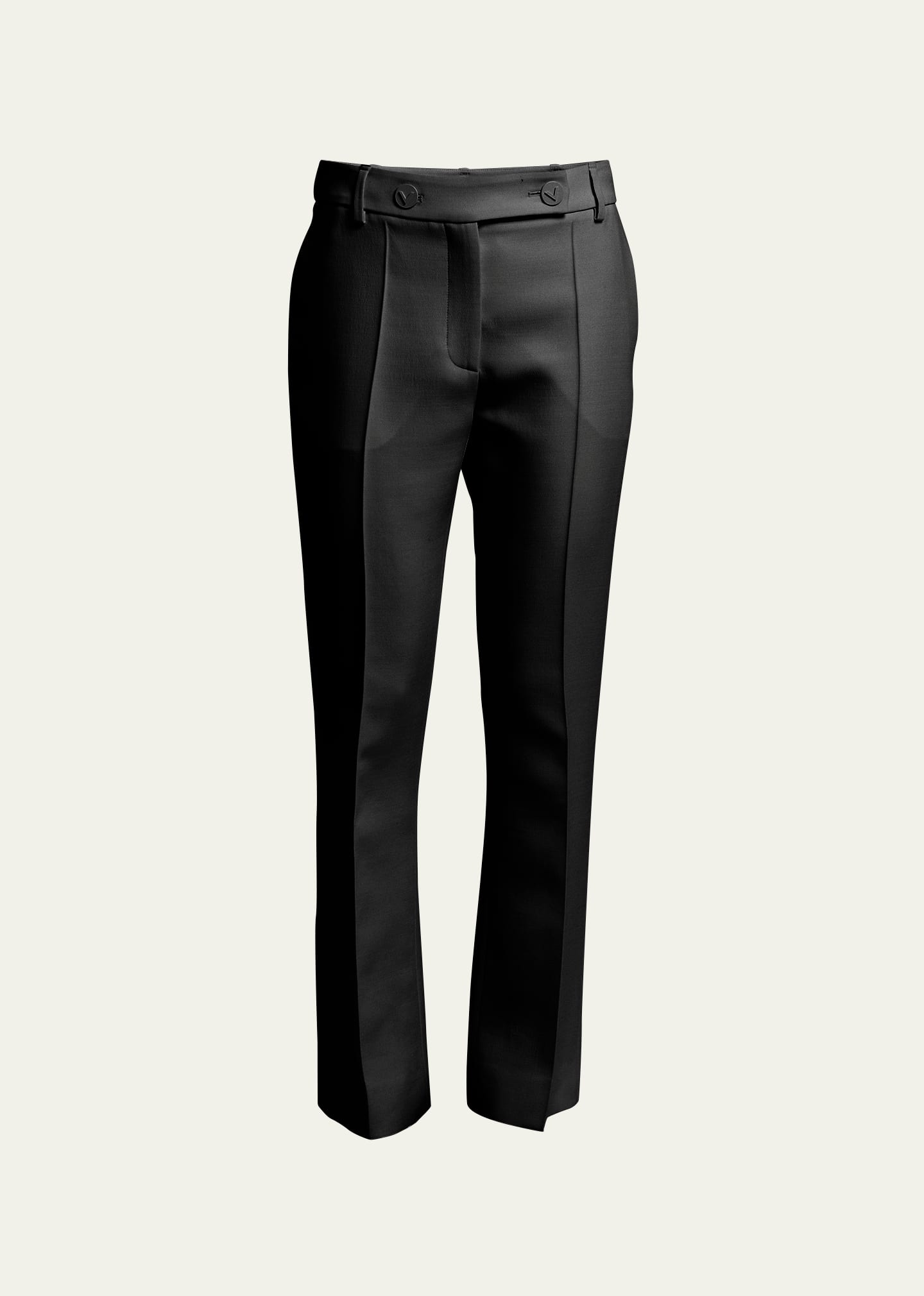 Valentino Crepe Couture Boot-cut Tailored Trousers In Black