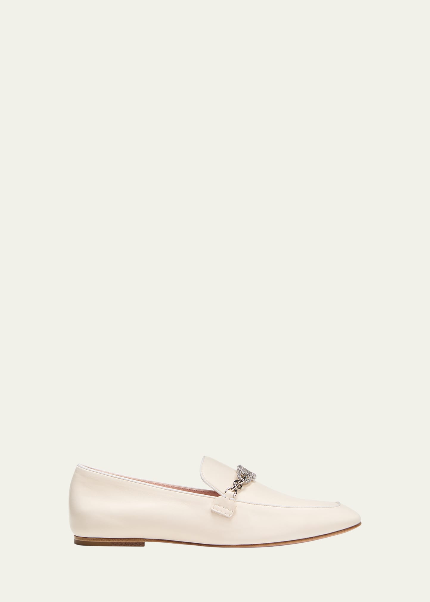 Roger Vivier Leather Strass Chain Slip-on Loafers In Cire