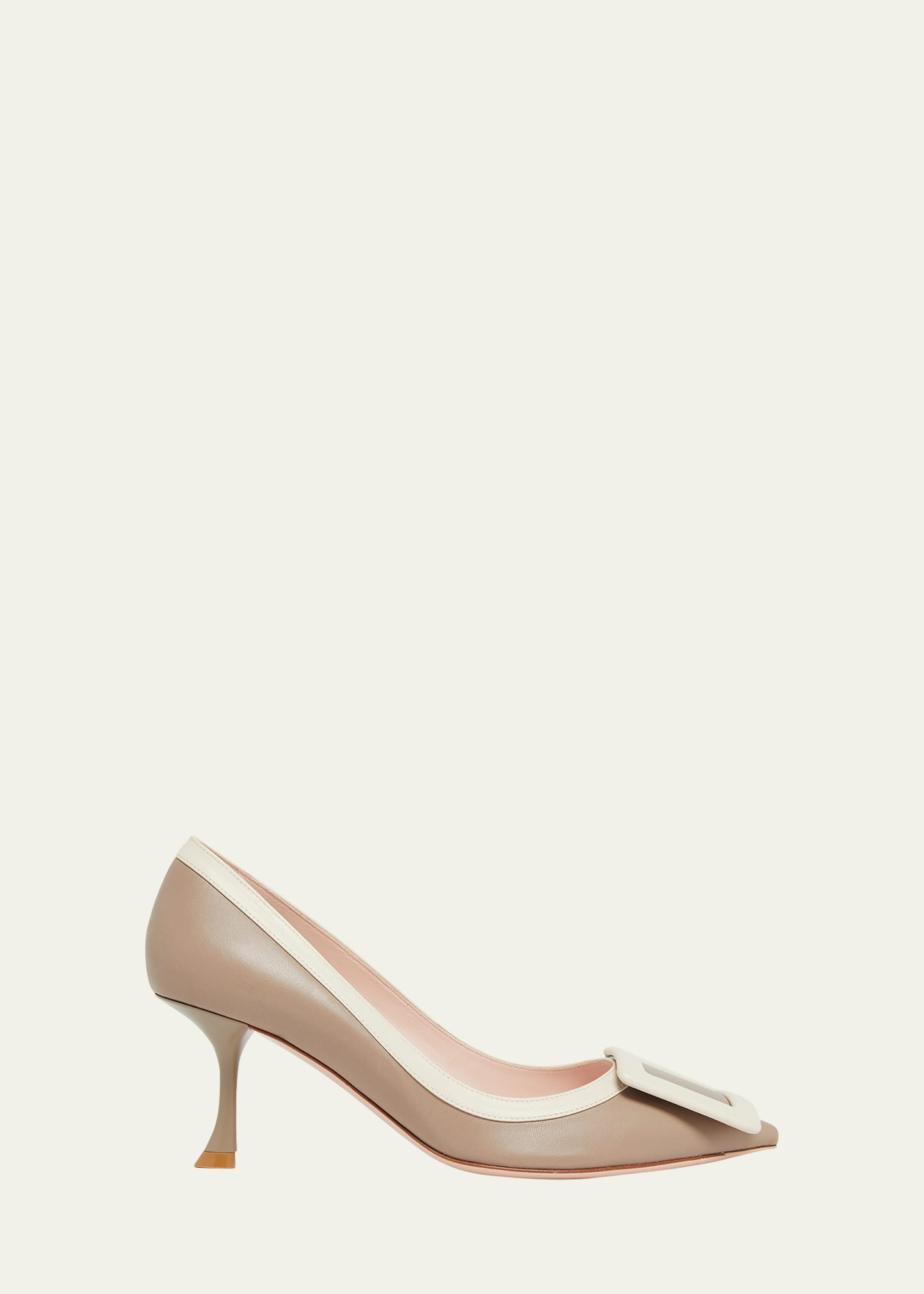 Roger Vivier Viv In The City Bicolor Buckle Pumps In Beige/white