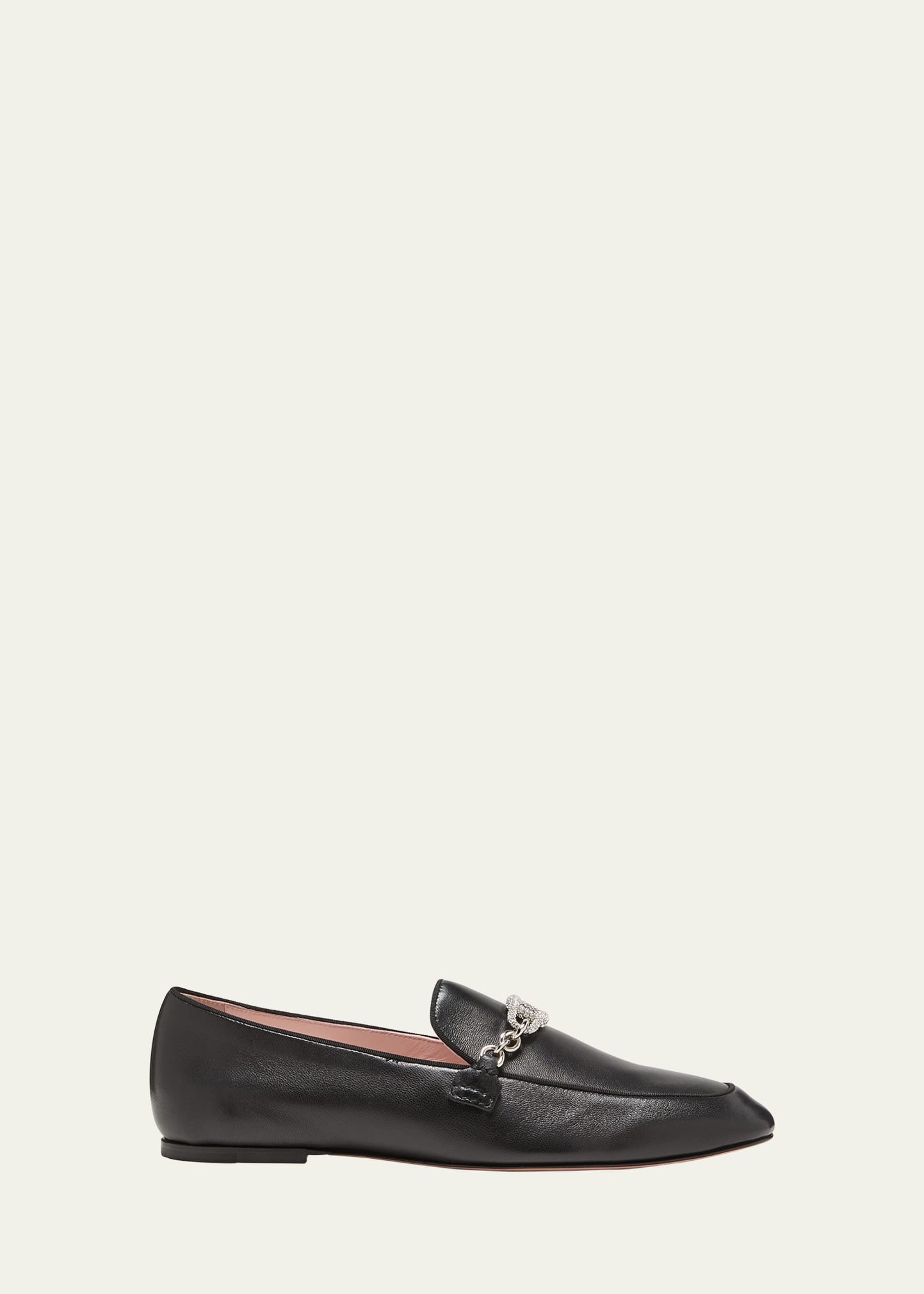 Shop Roger Vivier Leather Strass Chain Slip-on Loafers In Nero