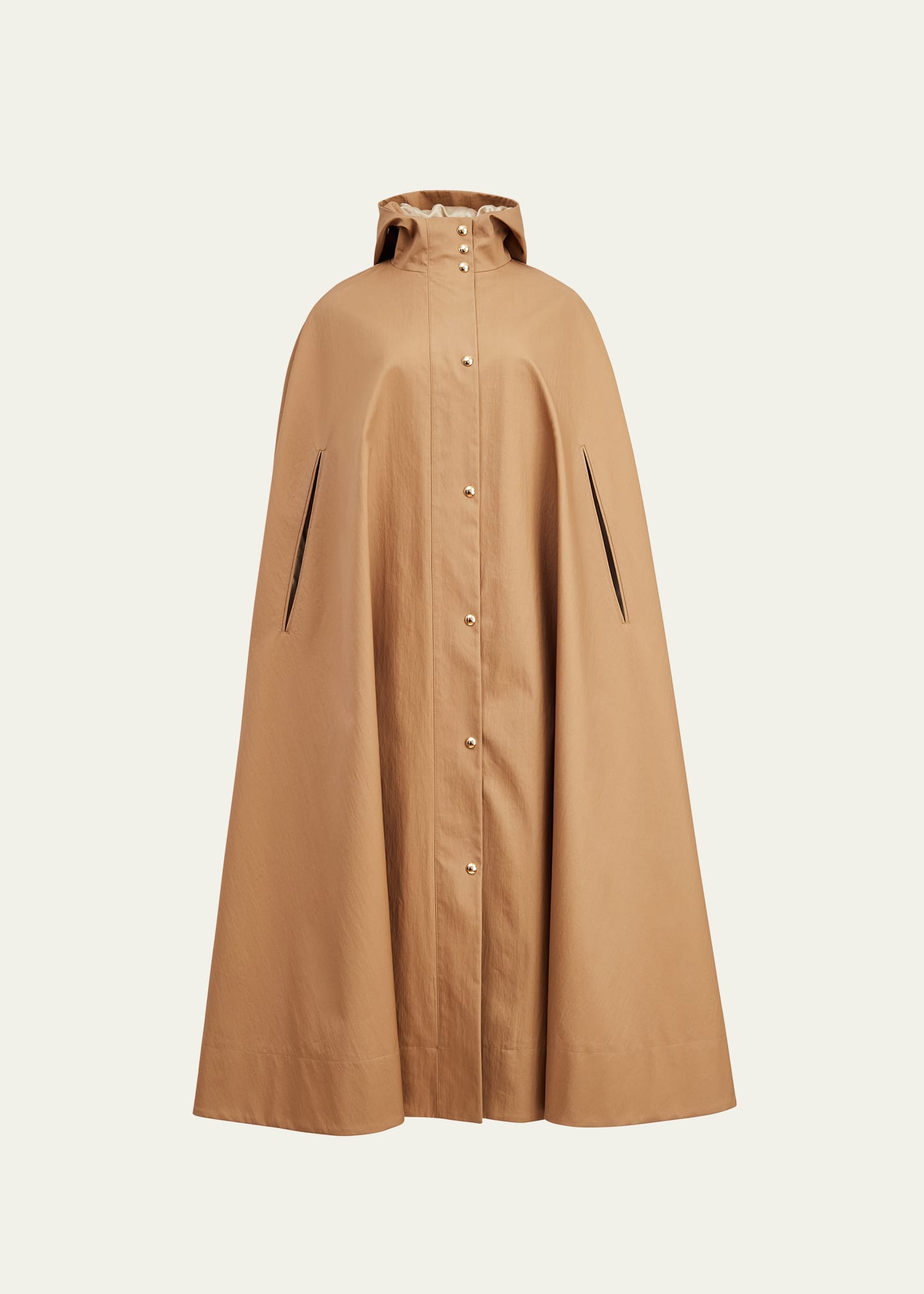 Khaite The Roygen Hooded Cape In Khaki