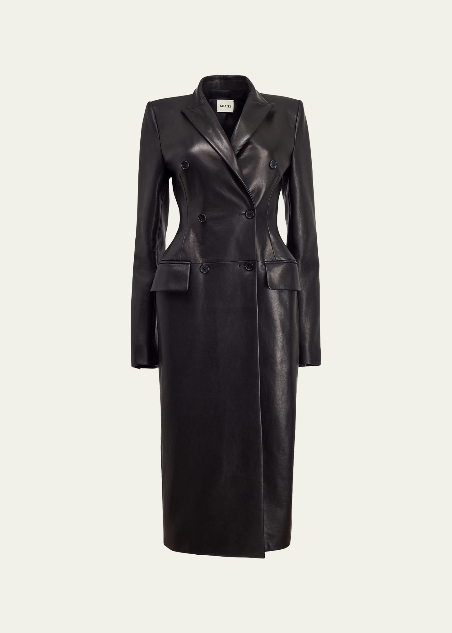 Khaite Carmona Leather-like Trench Coat In Black