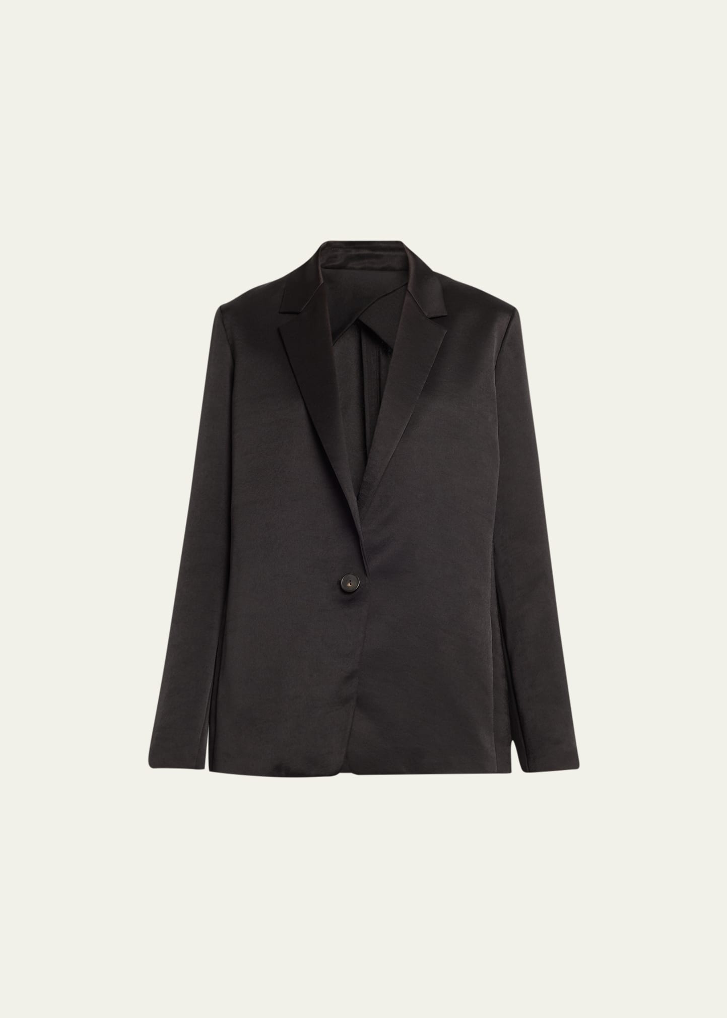 Shop Vince One-button Fluid Satin Blazer In Black