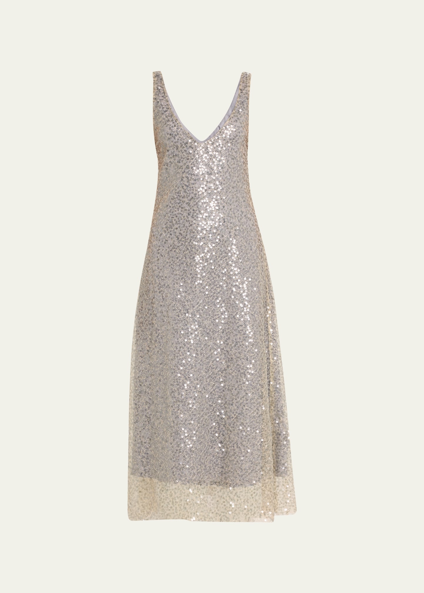 Vince Lucite Metallic Sequin Midi Slip Dress In Sea Slate