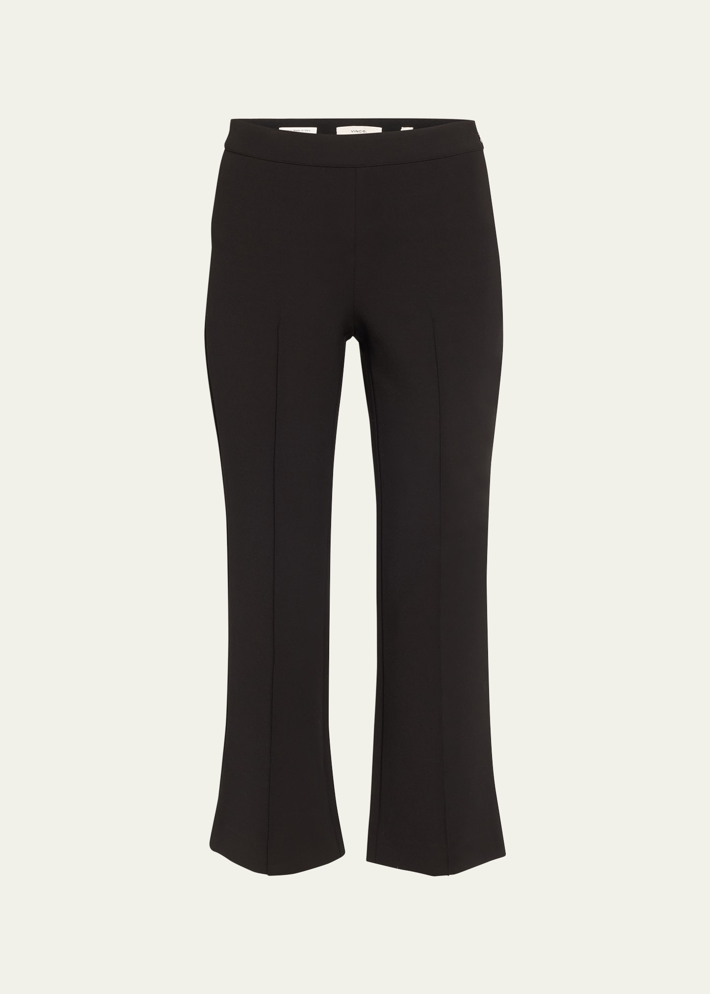 Shop Vince Mid-rise Pintuck Crop Flare Pants In Black