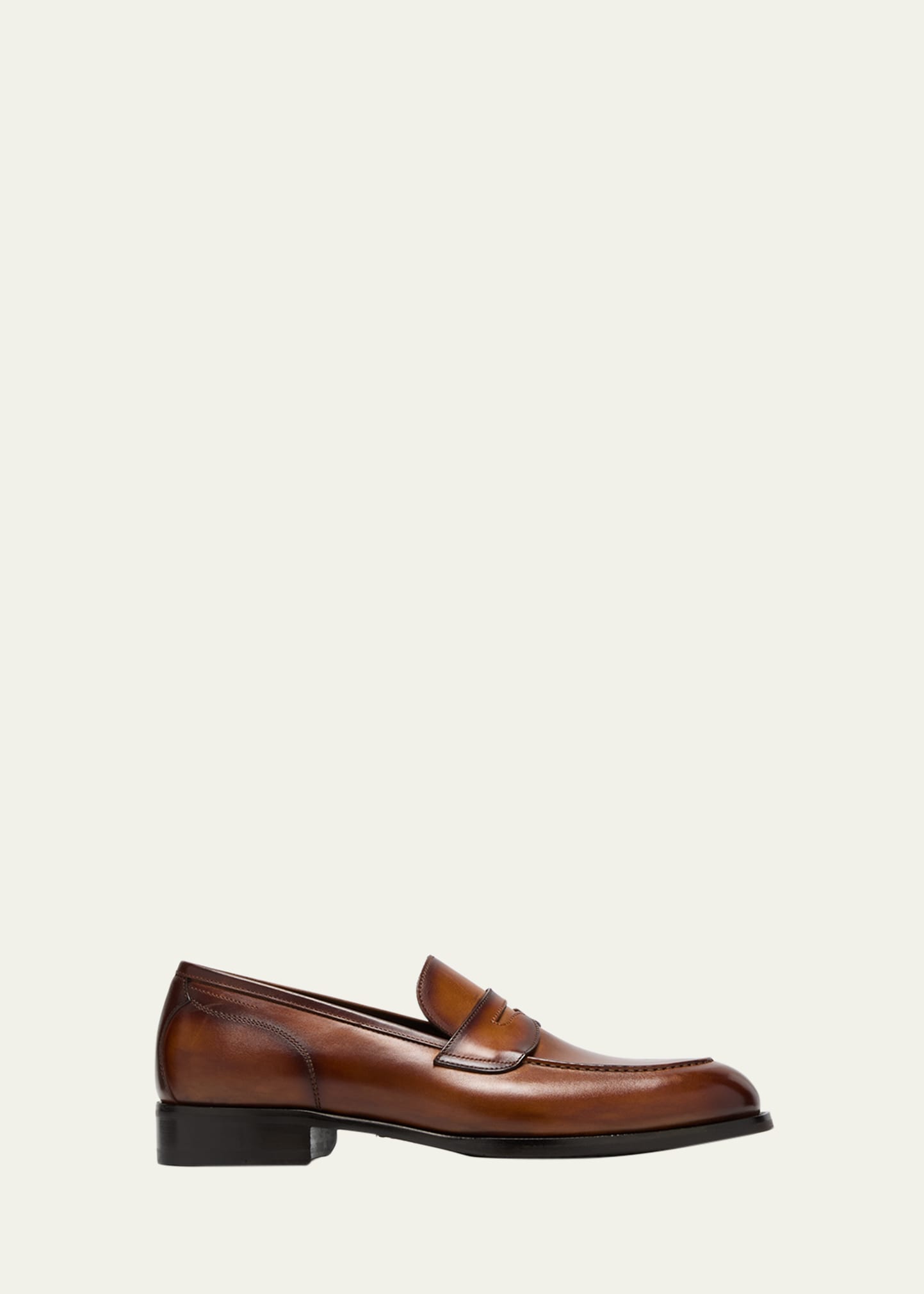 Di Bianco Men's Miseno Calf Leather Penny Loafers In Wood