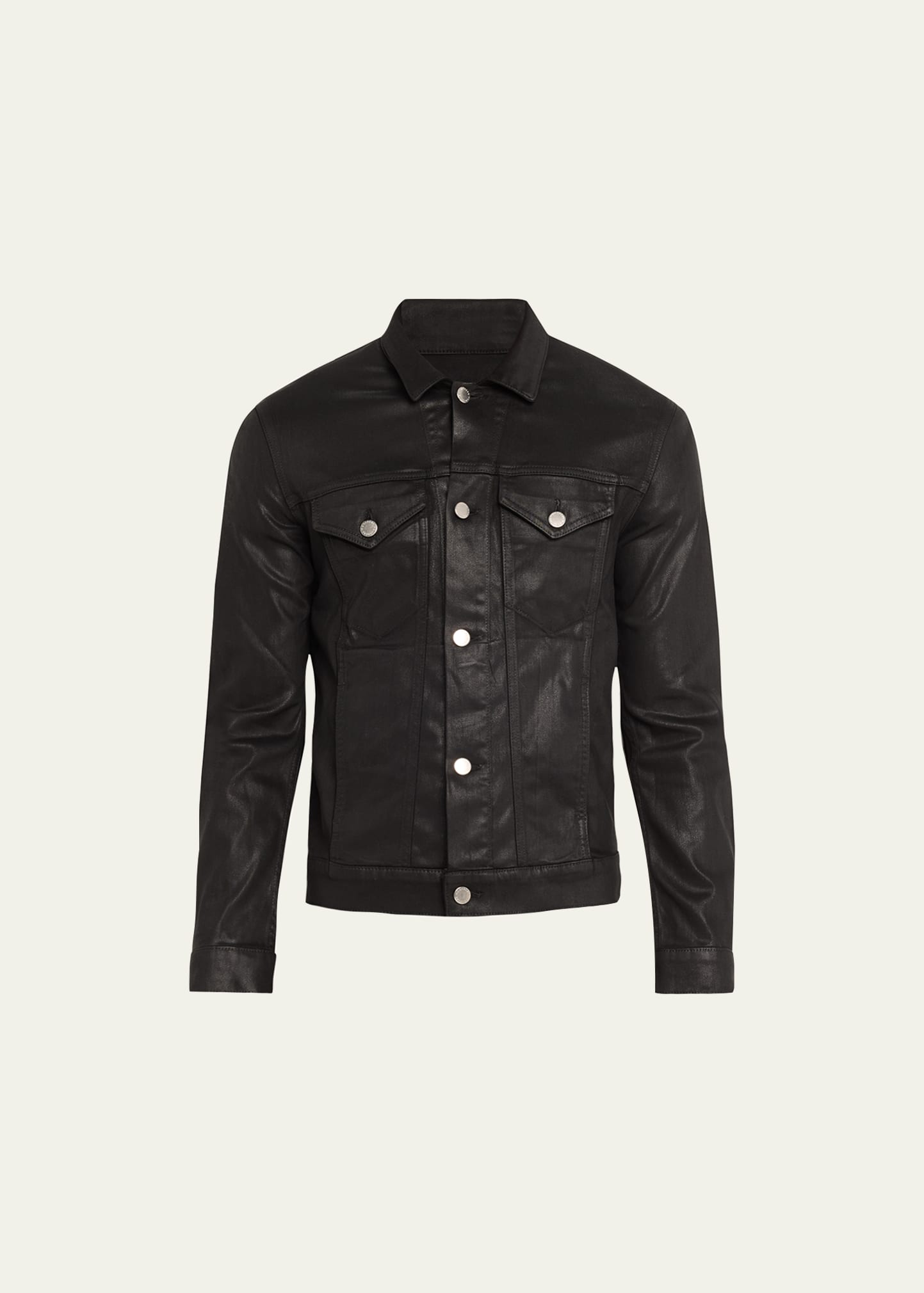 Monfrere Dean Coated Denim Trucker Jacket In Coated Noir
