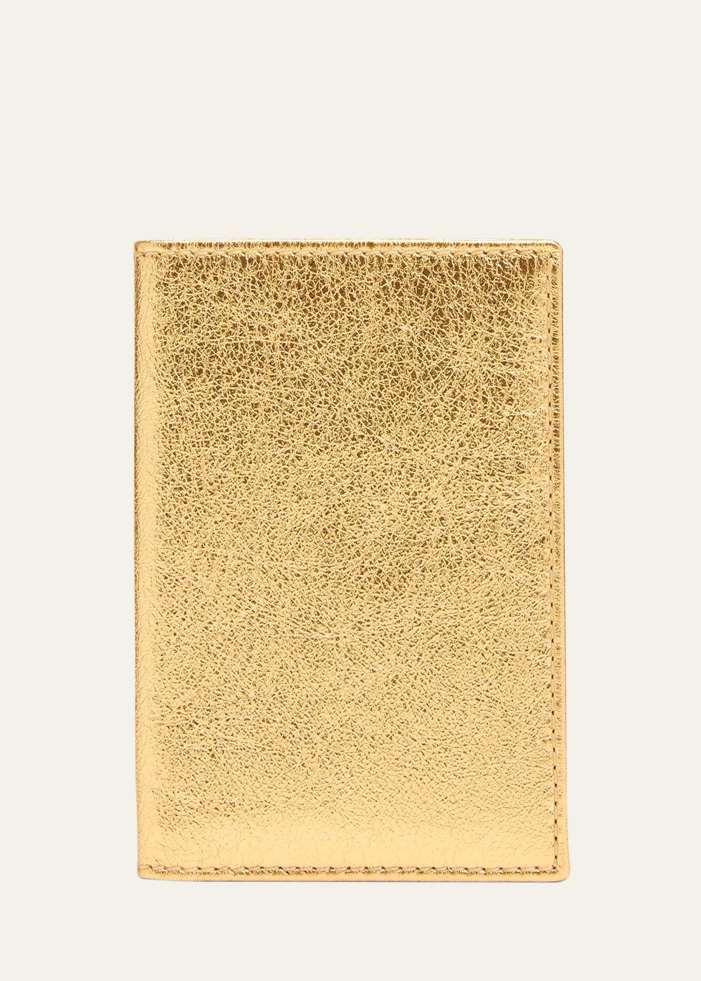 Comme Des Garçons Men's Metallic Leather Passport Holder In Gold-1