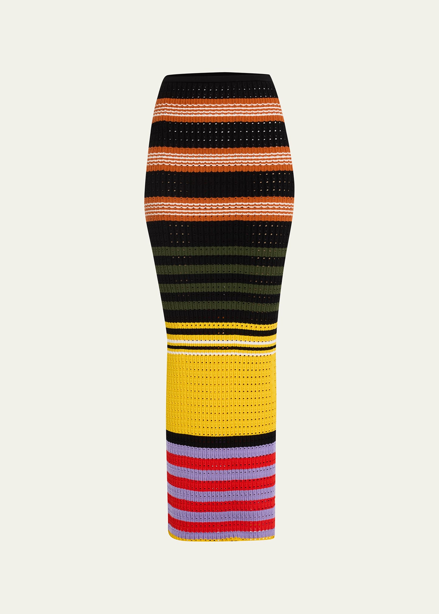 Shop Zankov Edith Striped Knit Maxi Skirt In Terra/red Multi