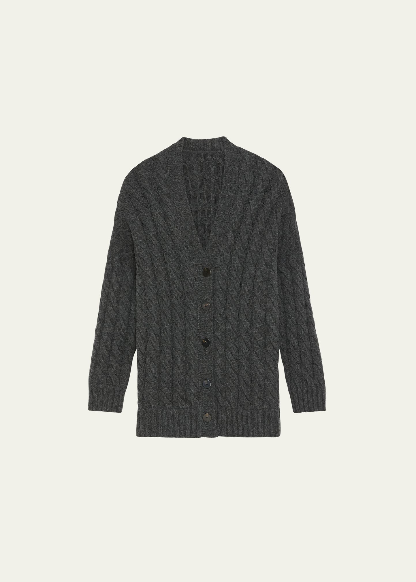 Theory Cashmere And Wool Cable-knit Cardigan In Char