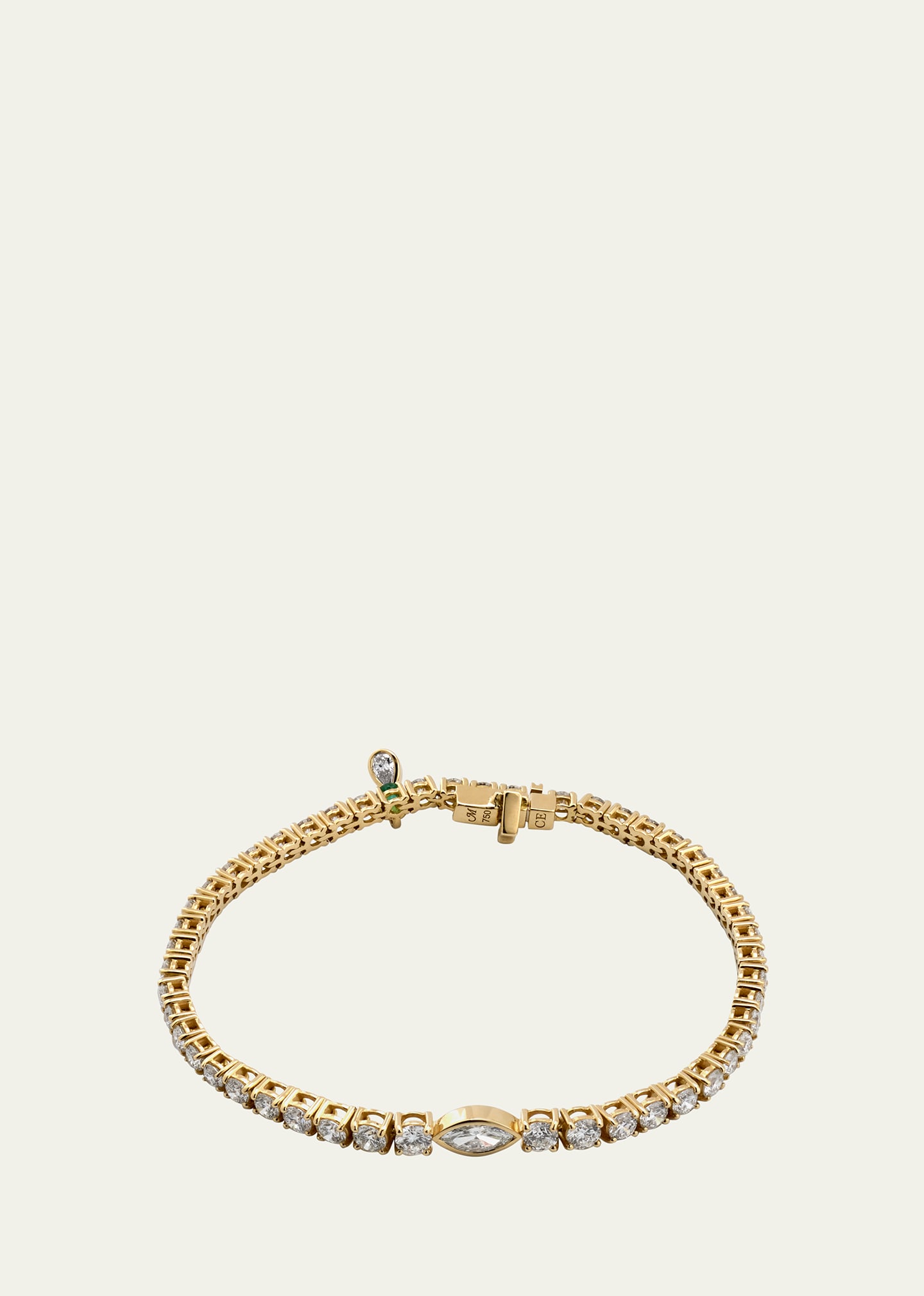 18K Yellow Gold Tennis Bracelet with Prong Set Diamonds