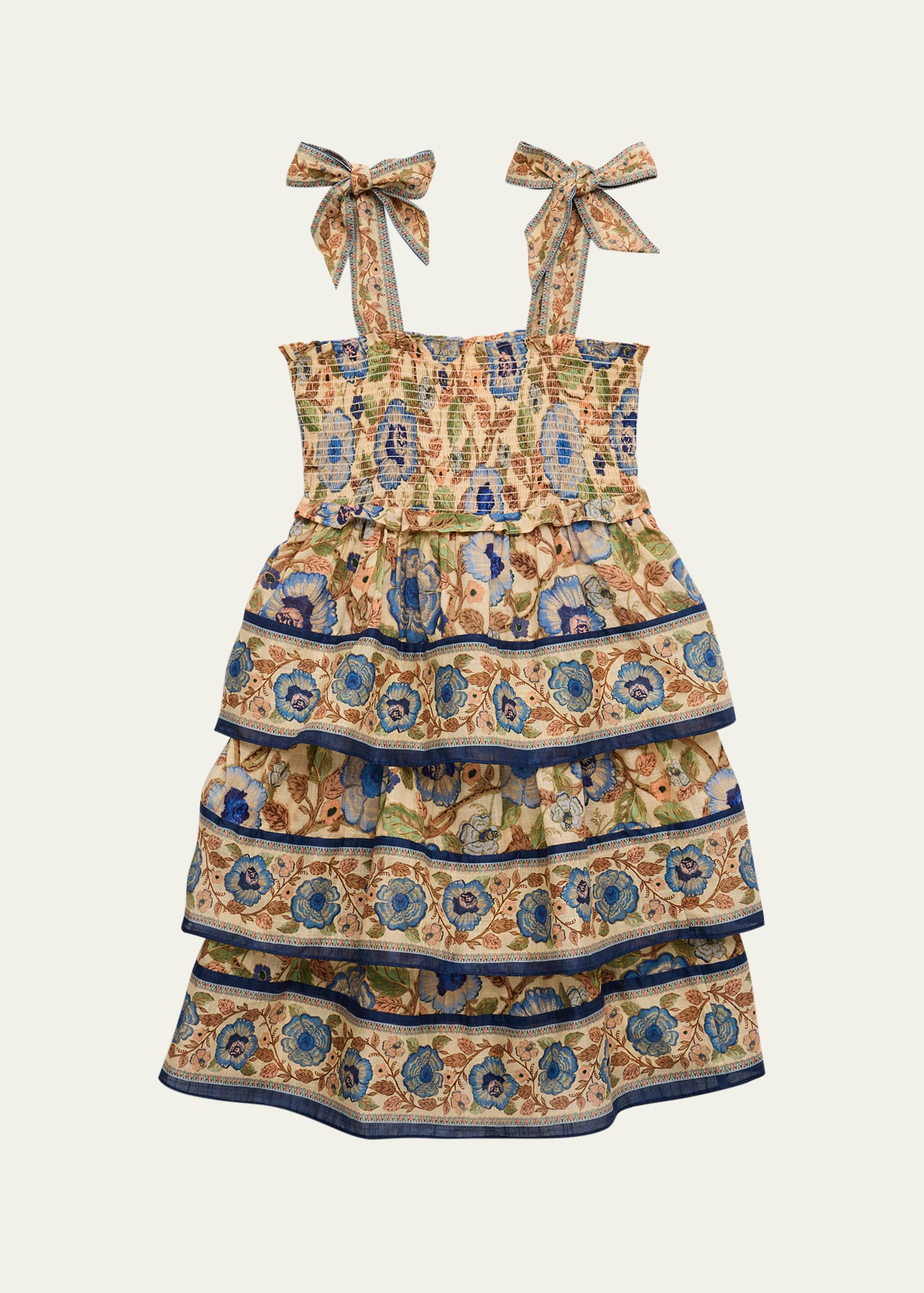 Zimmermann Kids' Little Girl's & Girl's Junie Shirred Tiered Dress In Spliced